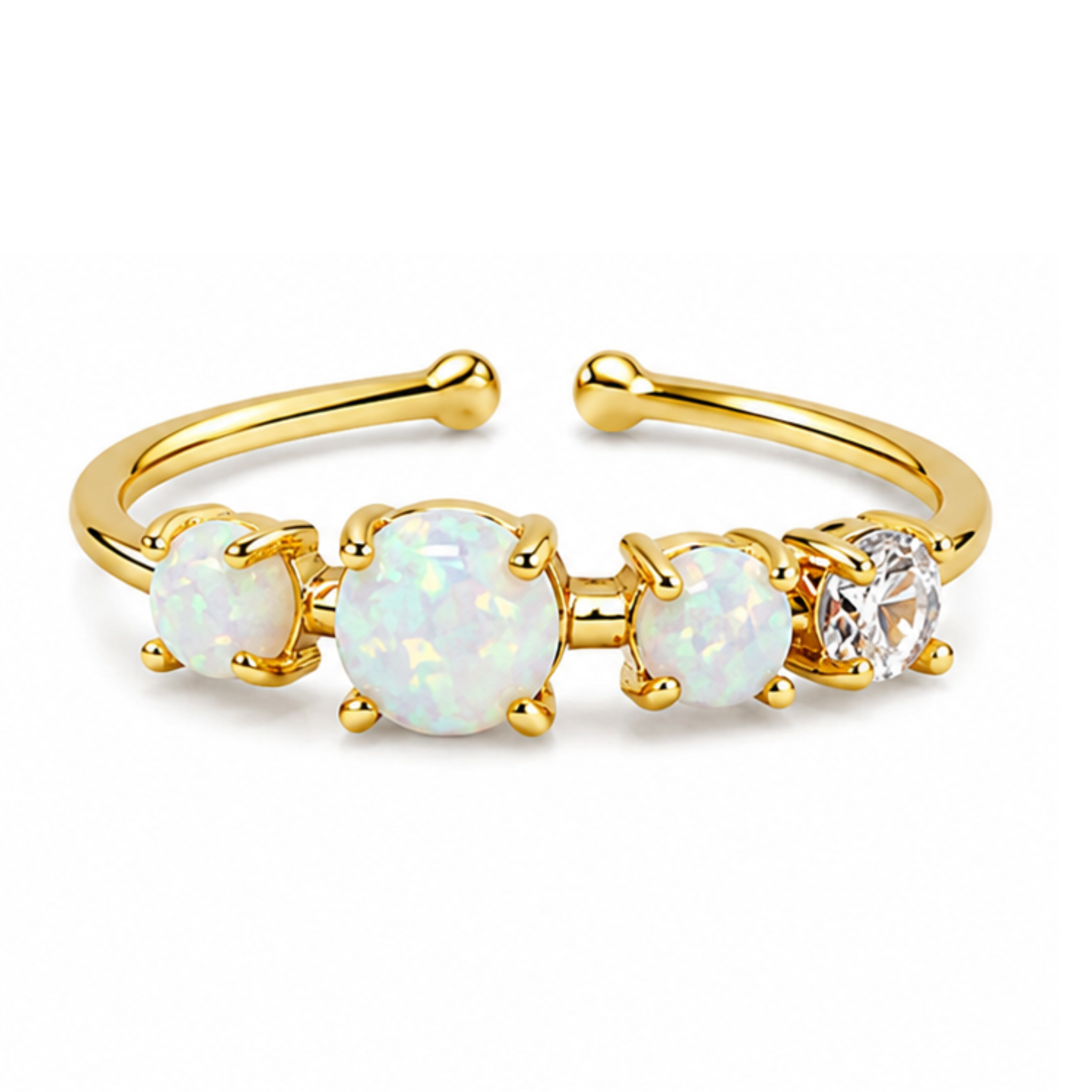 Private label opal cluster ring showcasing multiple vibrant opals set in a silver ring band.