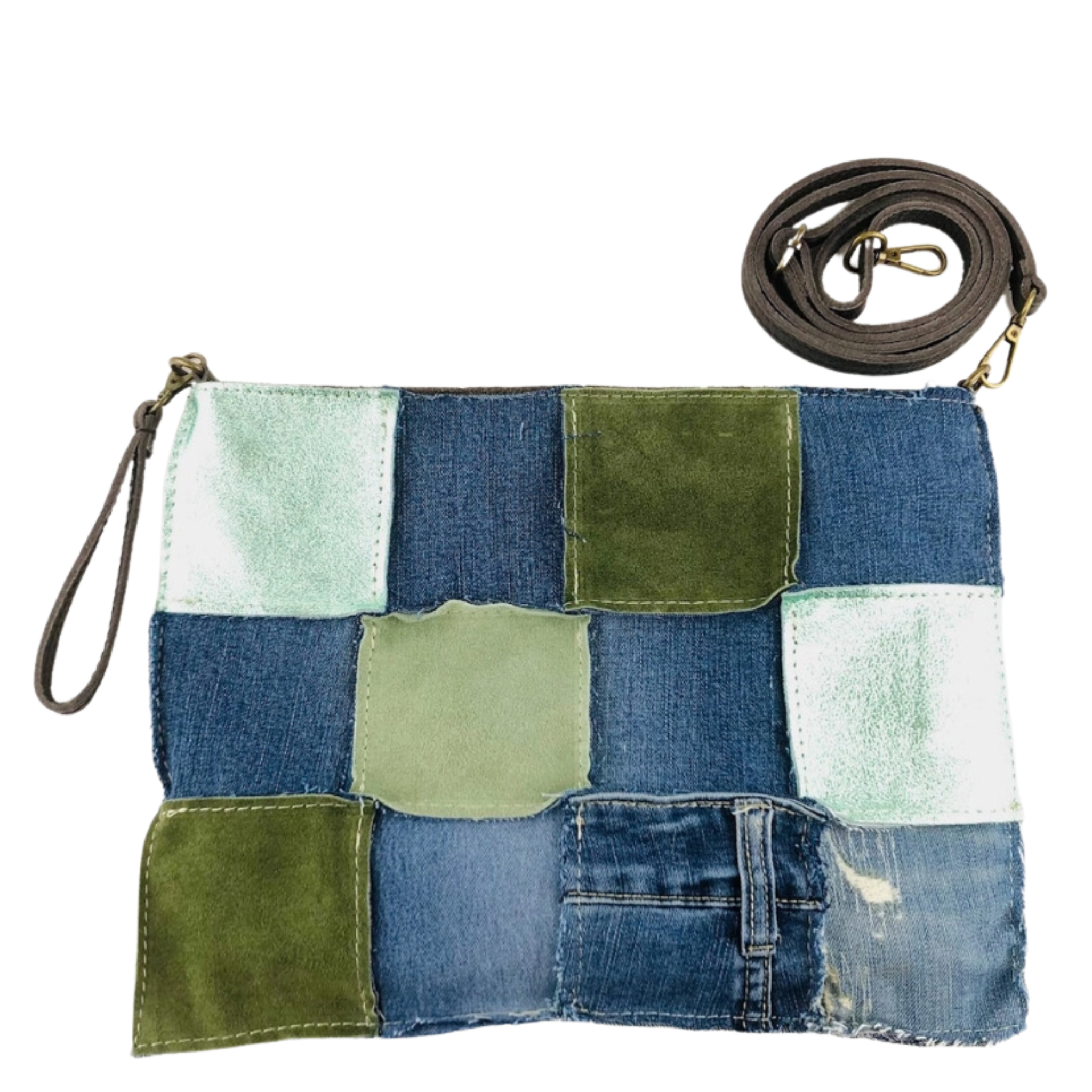 Danya Boho Patch Color Maxi Pochette Bag by private label, colorful bohemian-style handbag with patchwork design and adjustable strap.
