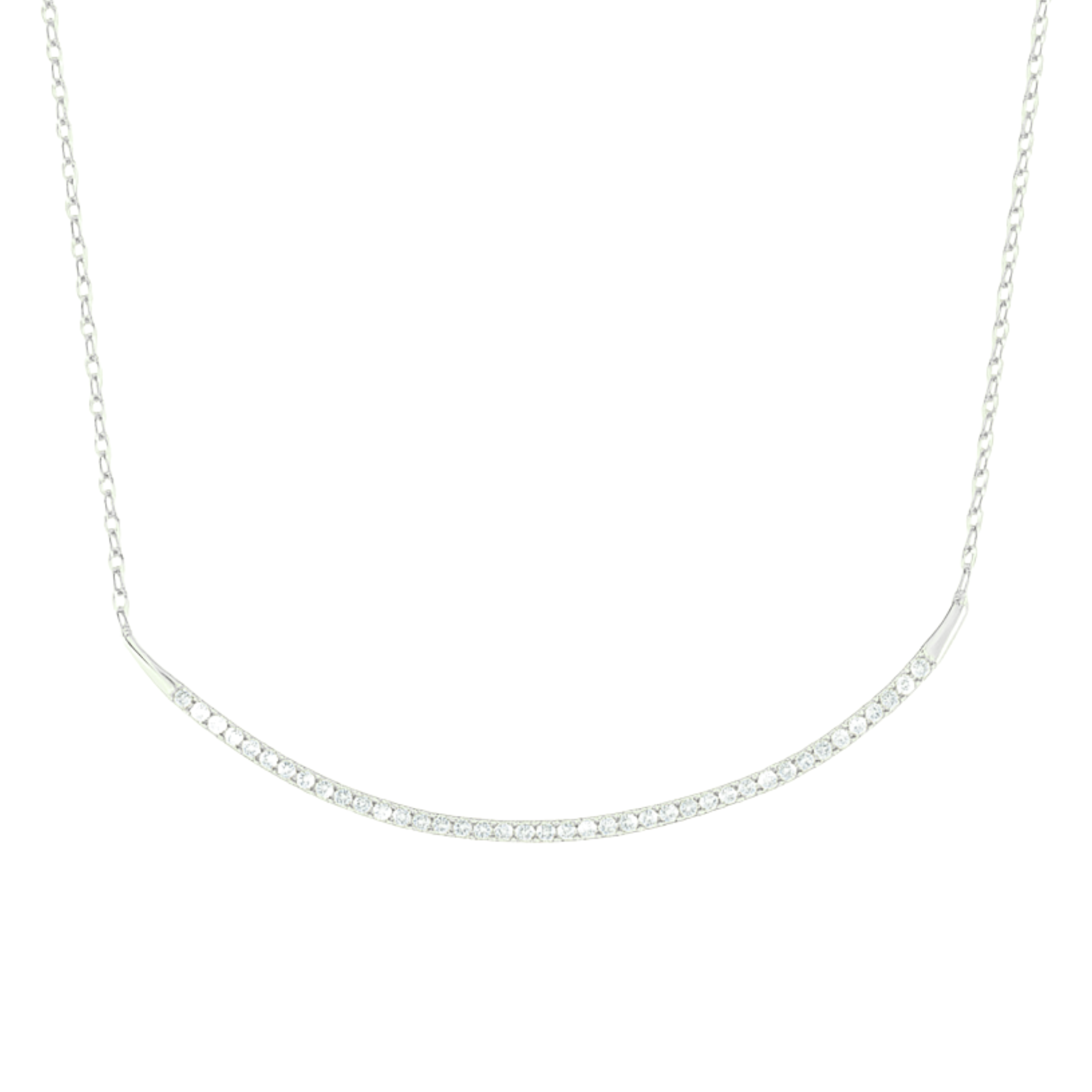 Sterling Silver 925 Wishbone CZ Necklace featuring a delicate design and sparkling cubic zirconia accents.