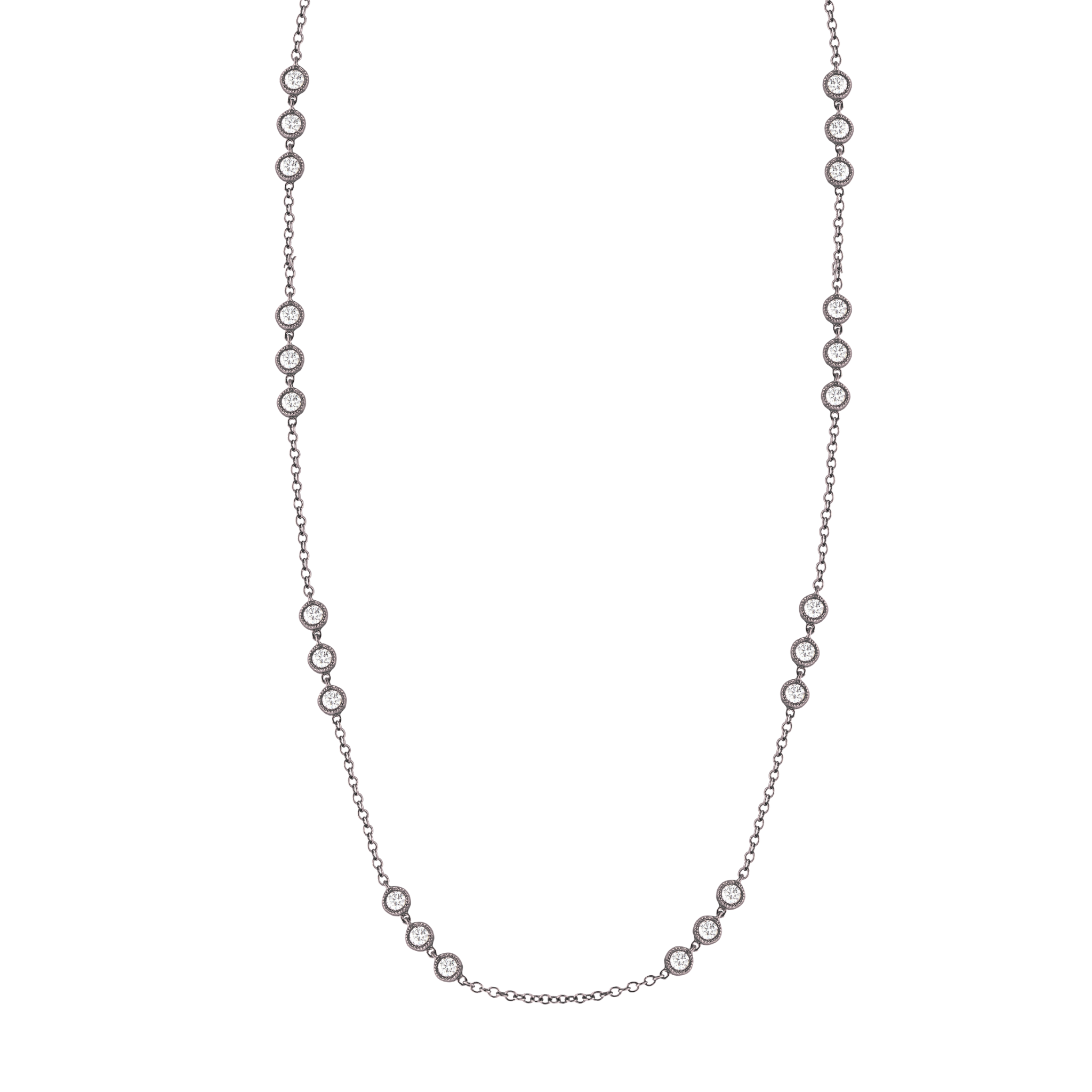 Long sterling silver 925 wrap around necklace with sparkling CZ accents by Private Label Jewelry.
