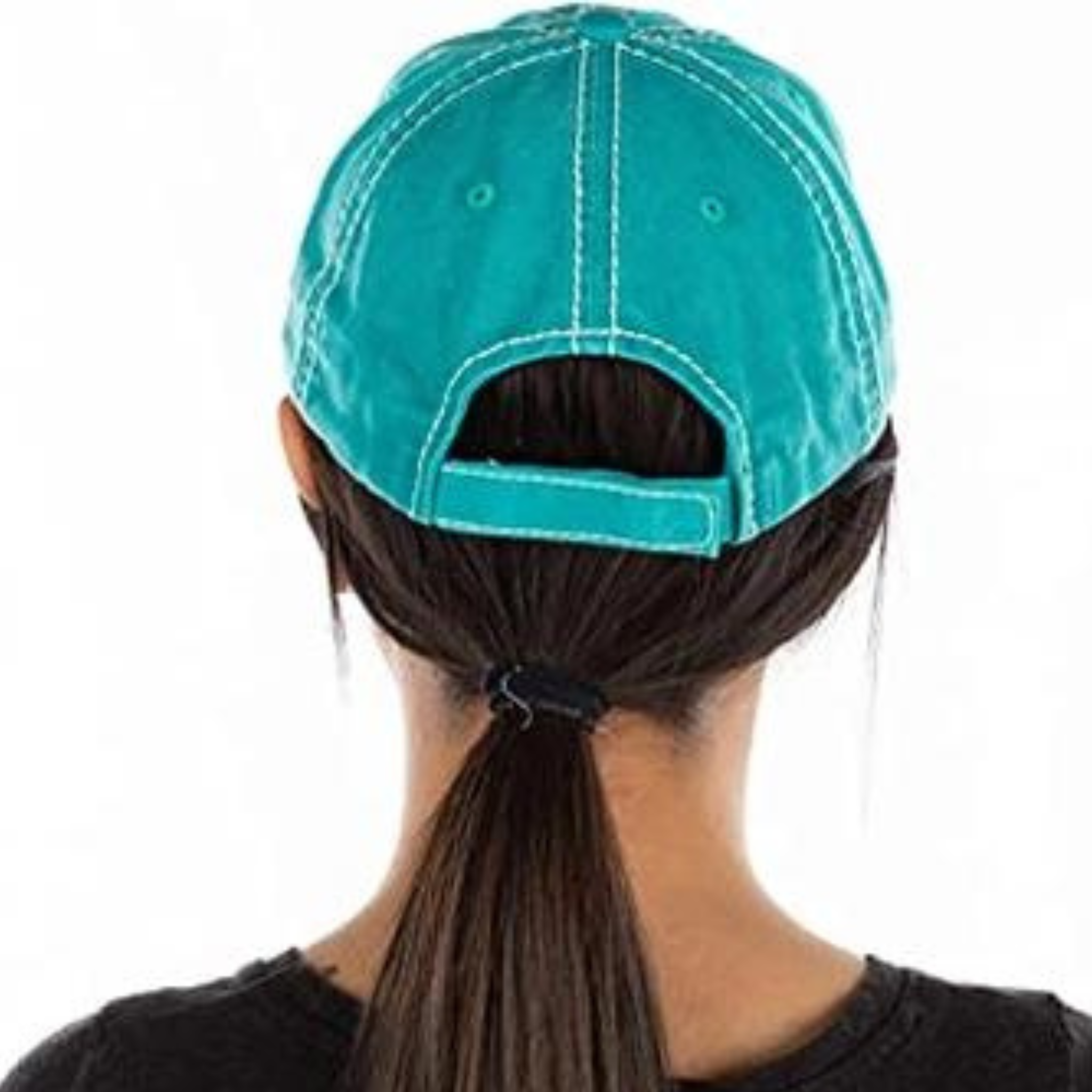 Vintage patch hat by Funky Junque with turquoise fabric and embroidered "Mamacita Needs A Margarita" design, casual headwear.