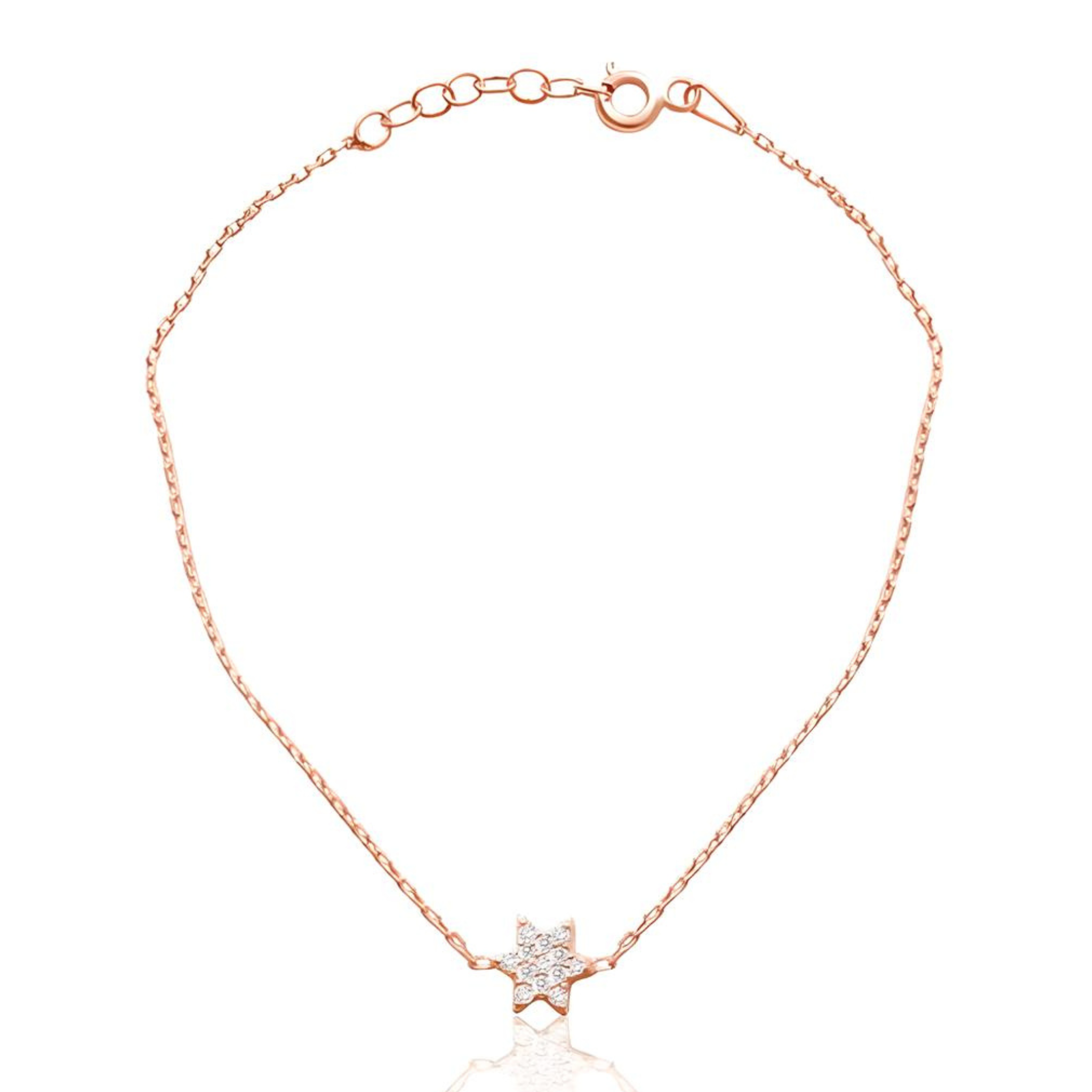 Tiny Jewish star bracelet with delicate chain and charm, showcasing a minimalist design perfect for daily wear.