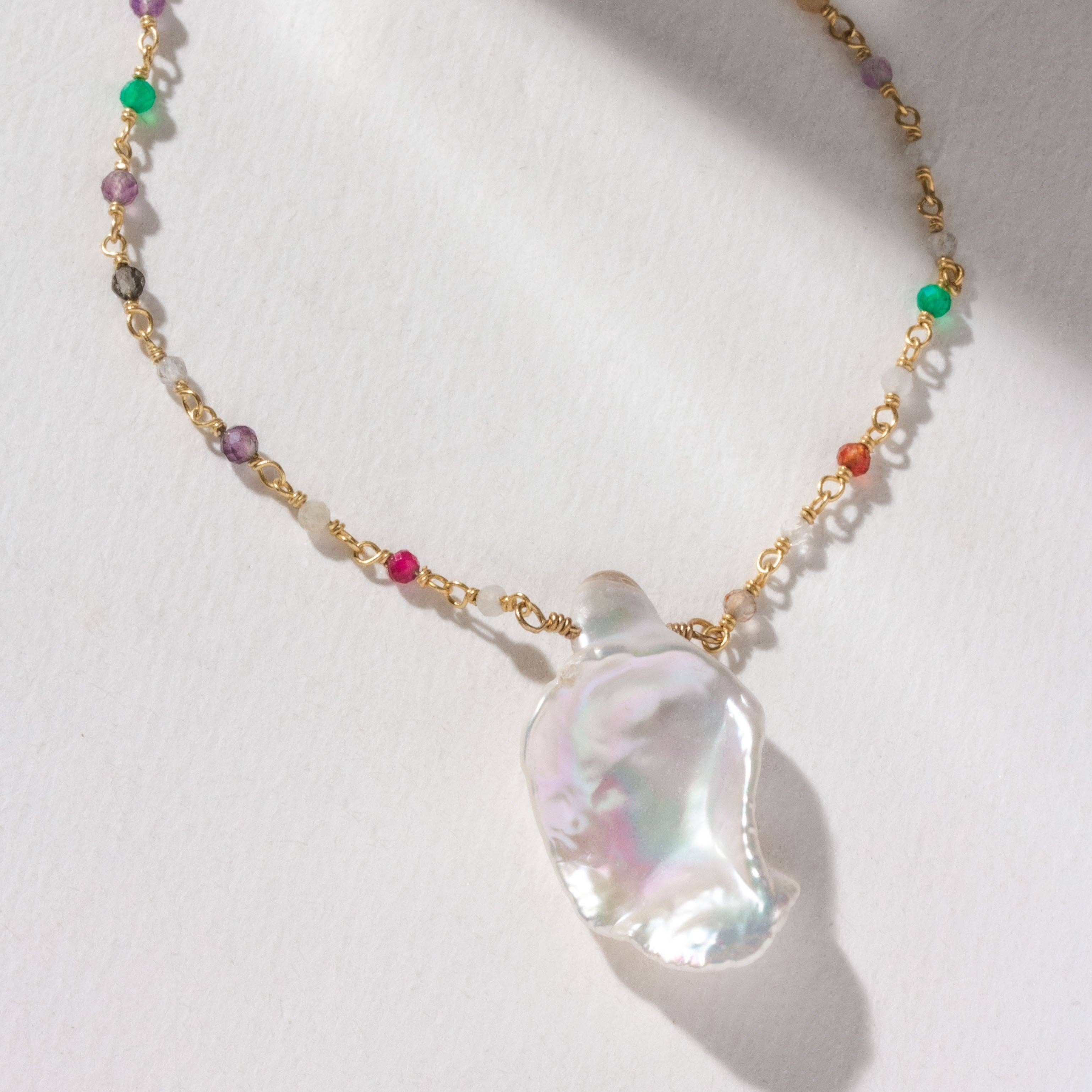 Colorful Keshi Pearl Gemstone Necklace - Let's Bag It