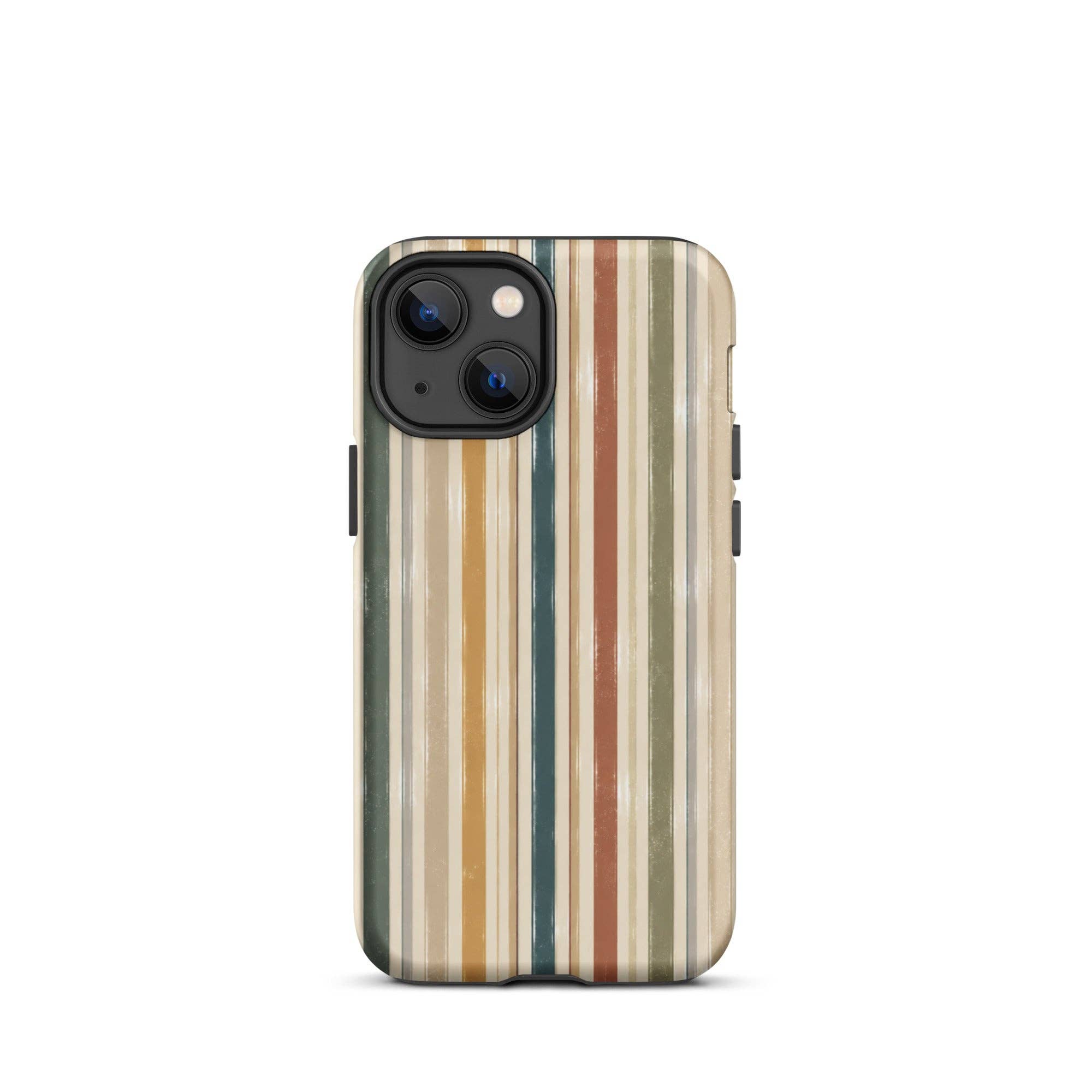 Green Tan Turquoise Stripe iPhone Case