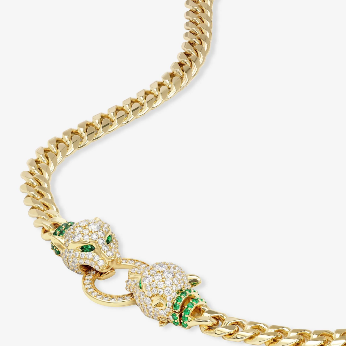 Melinda Maria Jaguar Cuban chain necklace, 6.8mm wide, 16-inch gold-tone jewelry with a bold, textured link design.