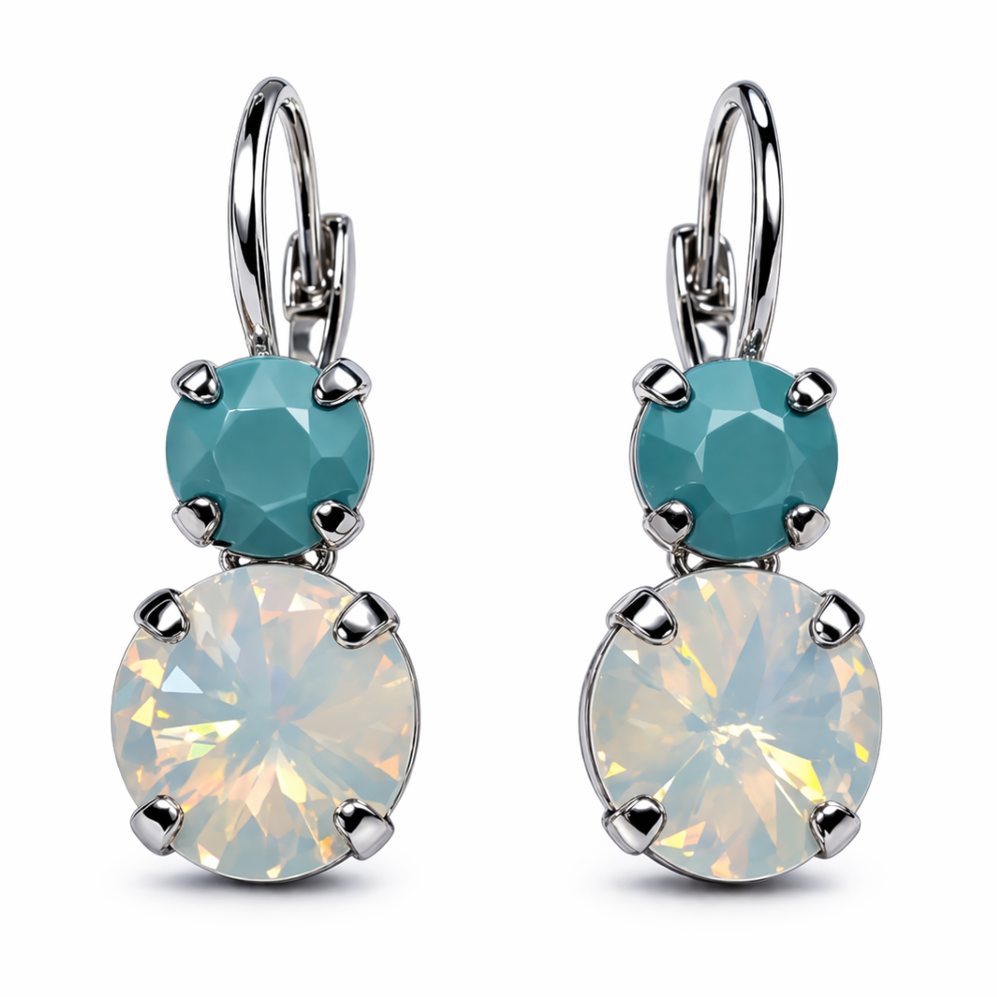 Cathie Nilson double round drop earrings featuring two interconnected circular hoops with a sleek, modern design.