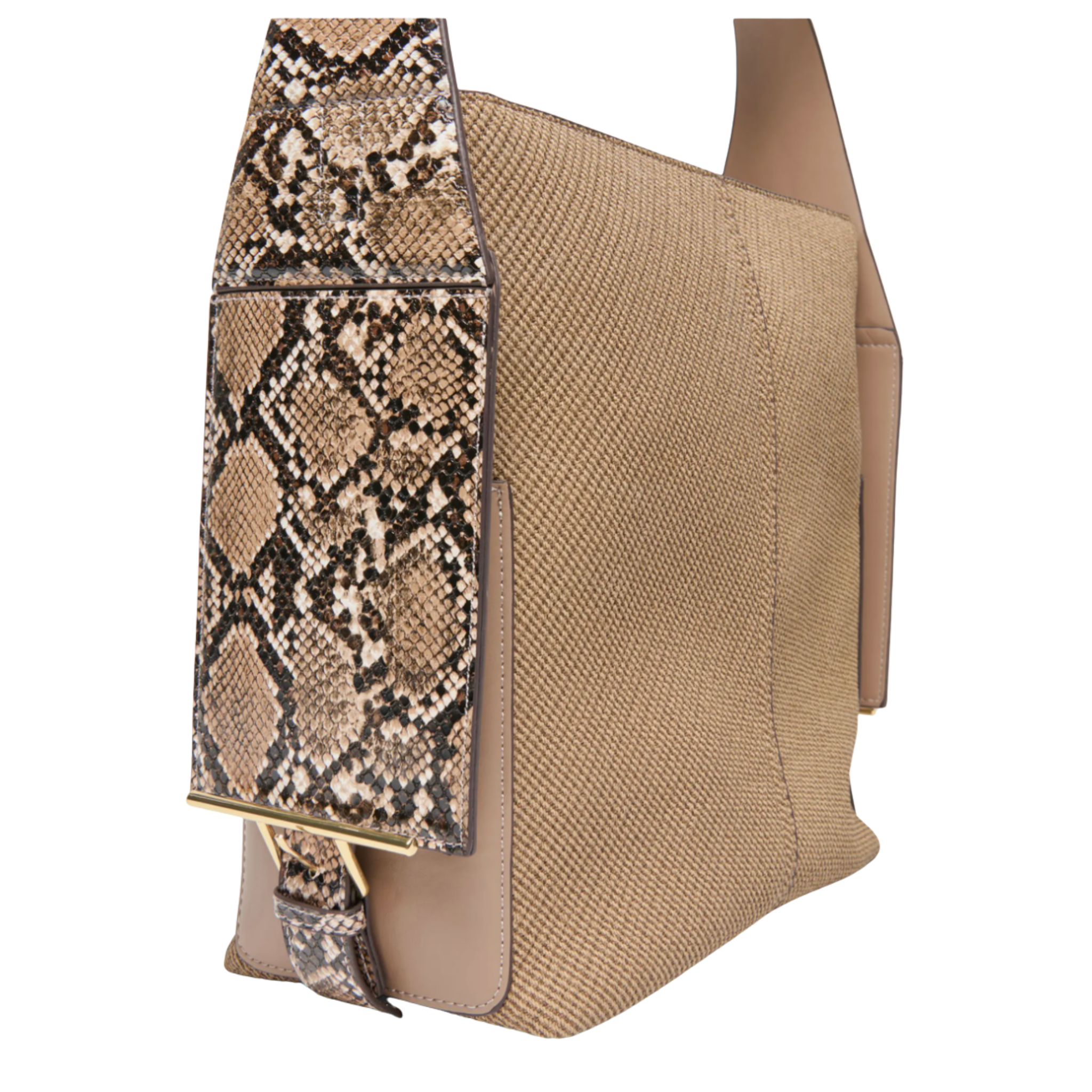 Dolce Vita Annalise mixed media shoulder bag featuring a stylish design with various textures and an adjustable strap.