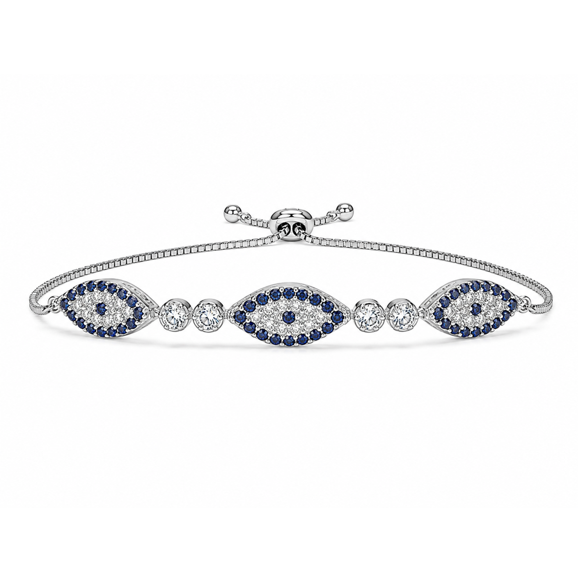 Evil Eye Sterling Silver Pulley Bracelet