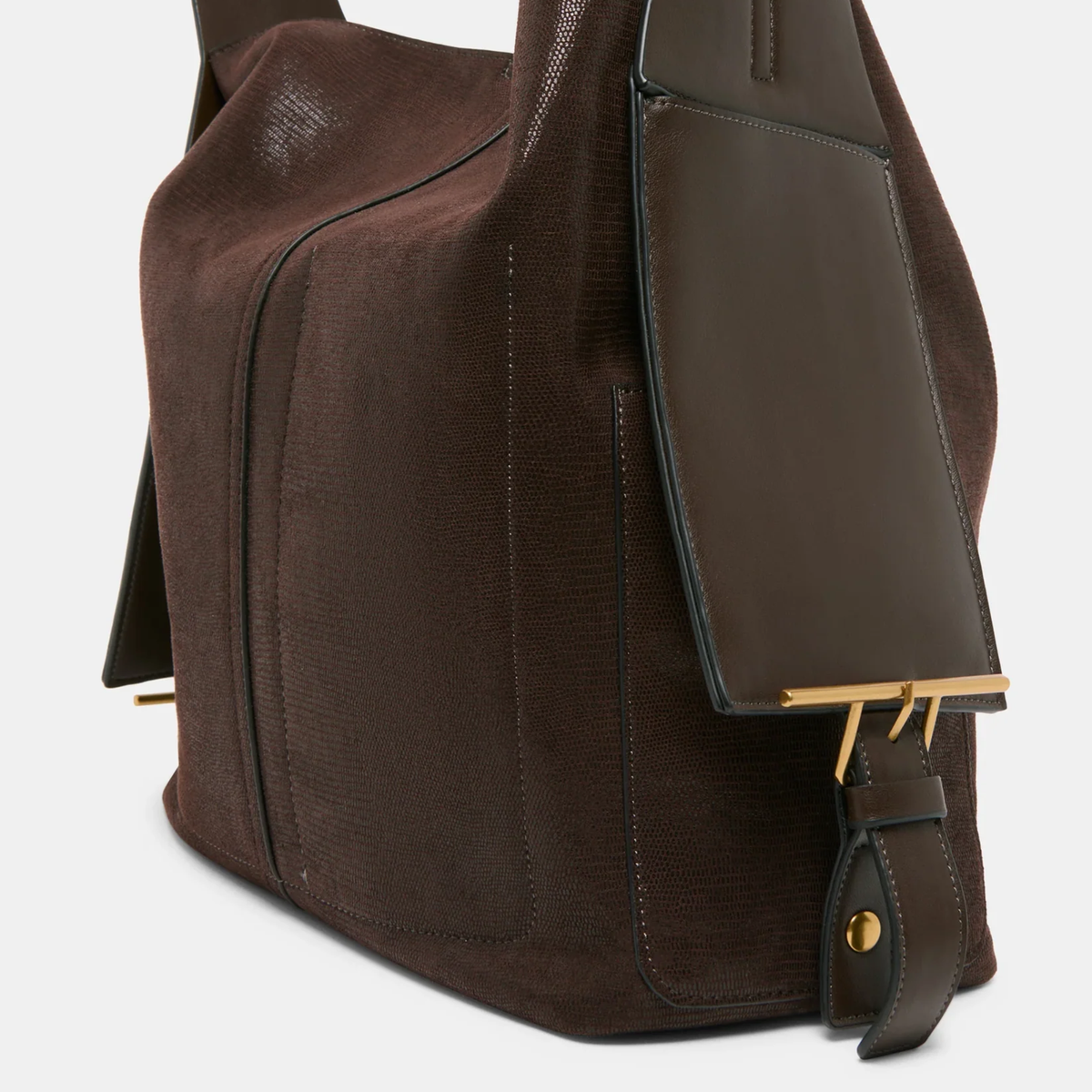 Dolce Vita Arden large chocolate shoulder tote bag with sturdy handles and spacious interior for everyday use.