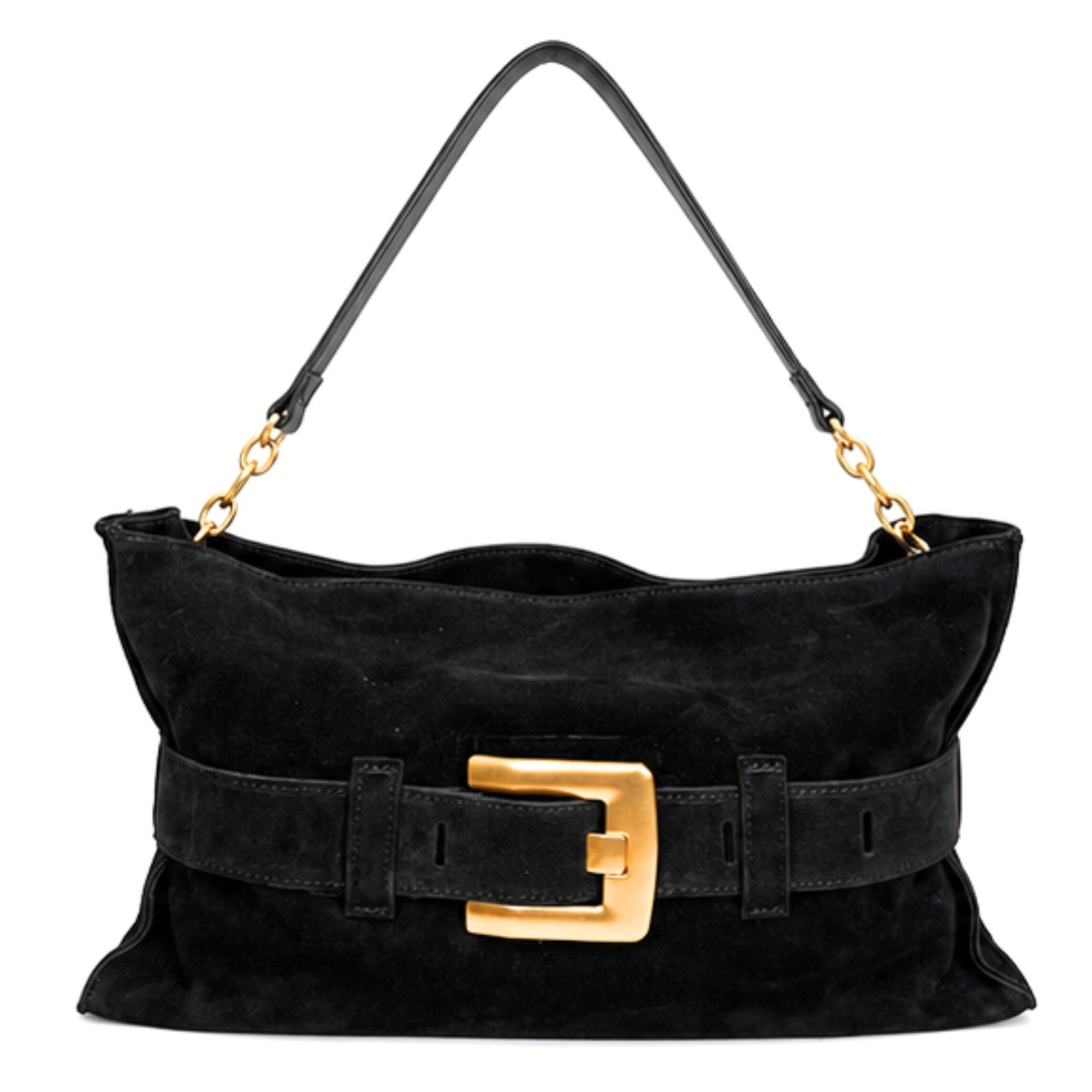 Suede Belted Shoulder Bag