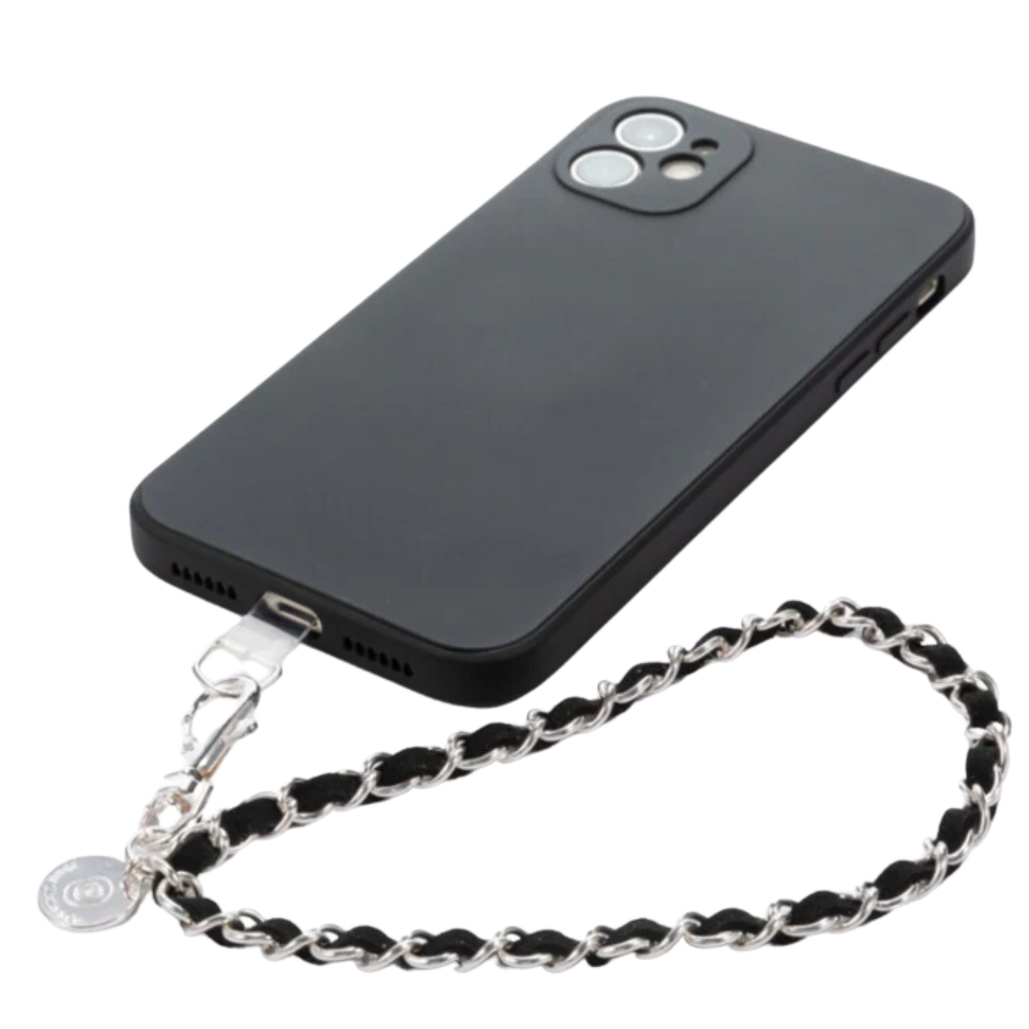 Pink phone wristlet with chain from Miami Chains & Co, designed to hold a smartphone securely and stylishly.