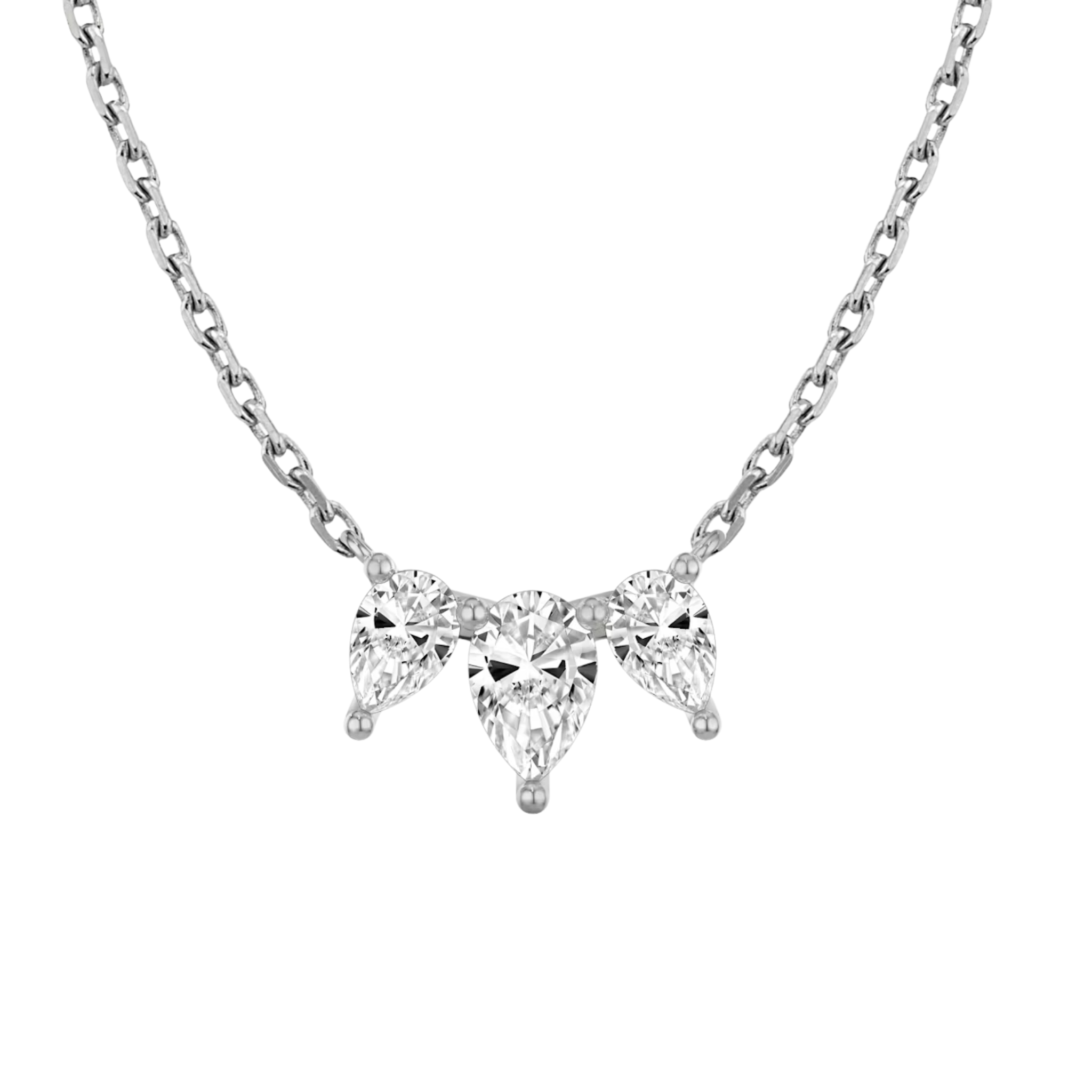 Delicate Three Pear Sterling Silver Necklace