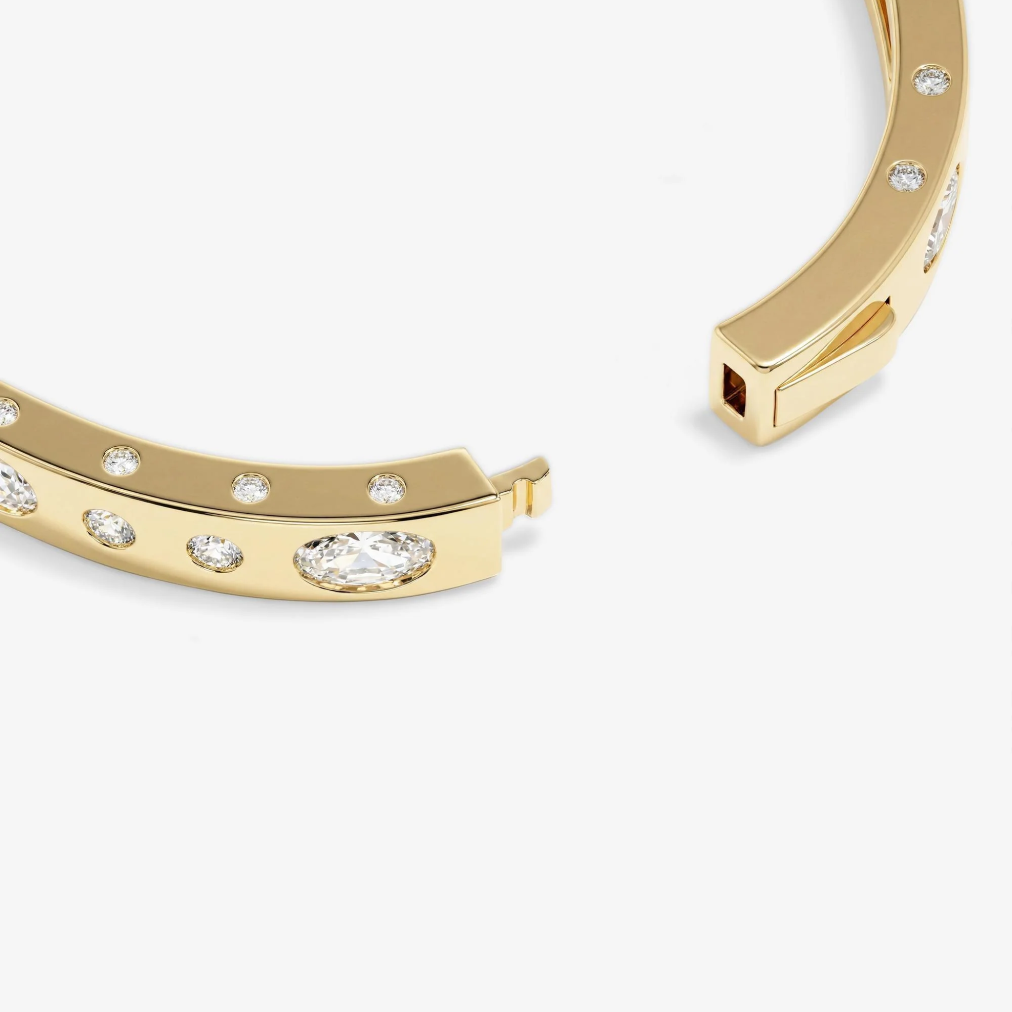 Melinda Maria Ashley Sunset Lock Cuff 6mm gold bracelet with white diamondette accents, stylish and elegant jewelry accessory.