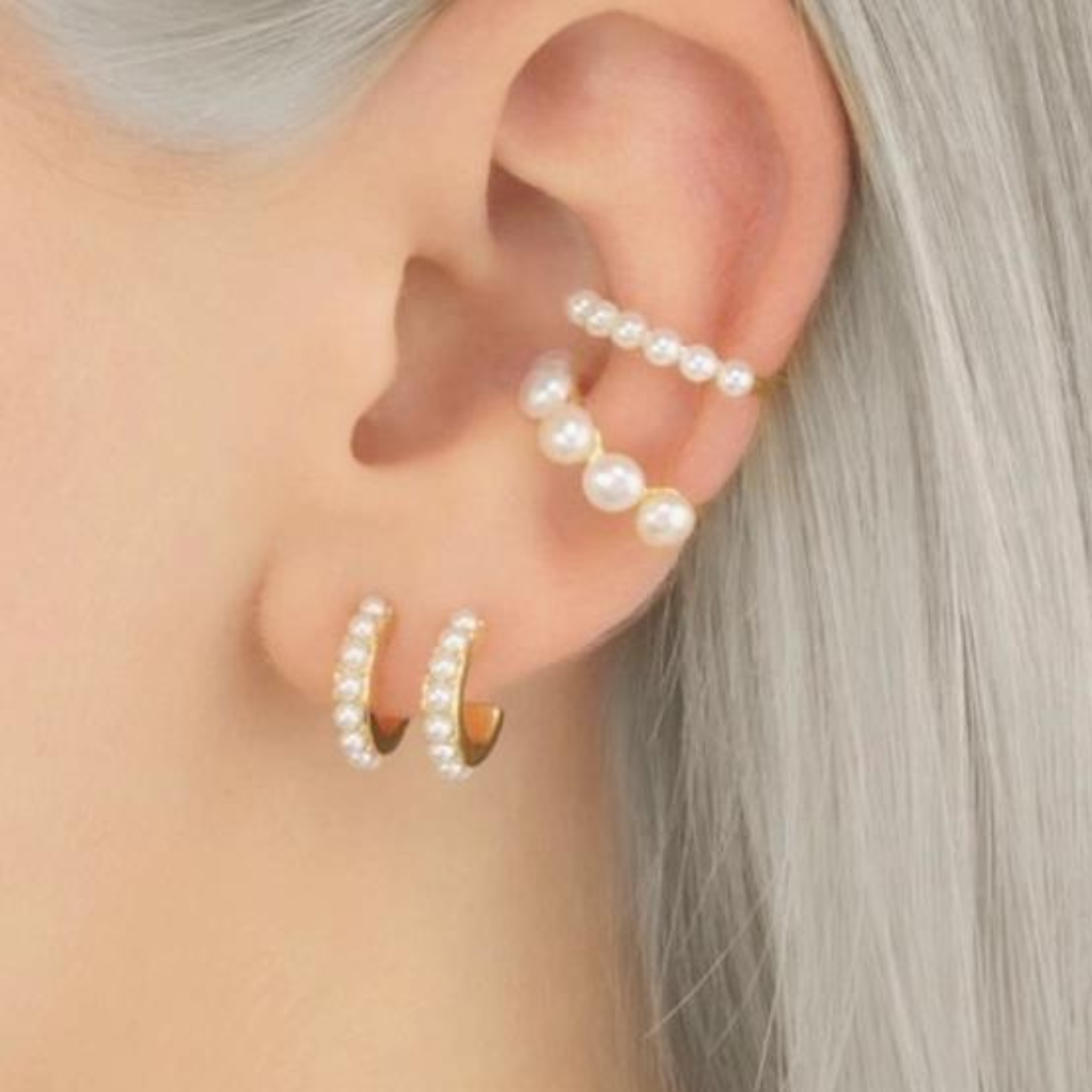 Pearl Tiny Huggies Hoops - Let's Bag It