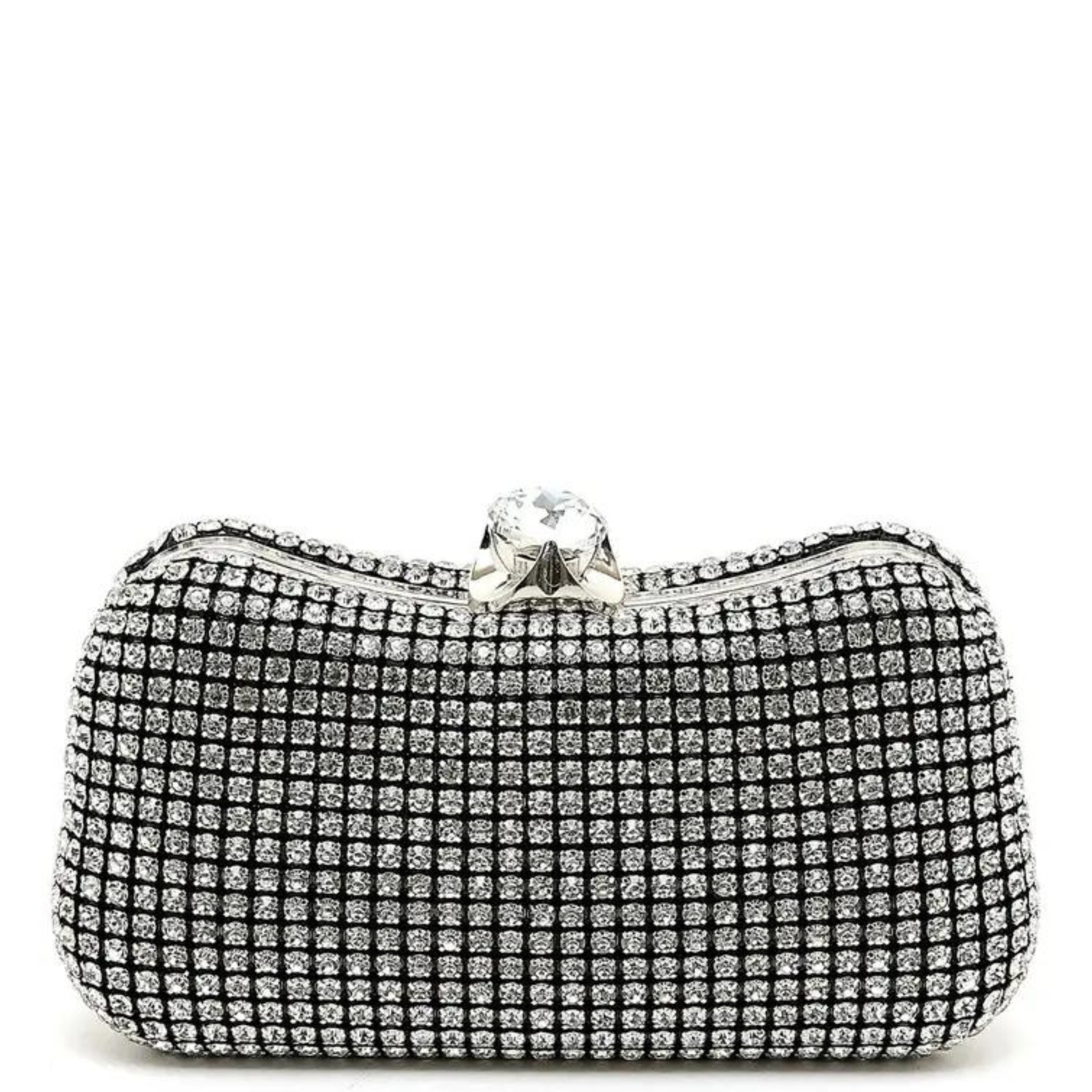 Elegant crystal clutch bag by Peach Accessories, featuring a shimmering design and perfect for evening events.