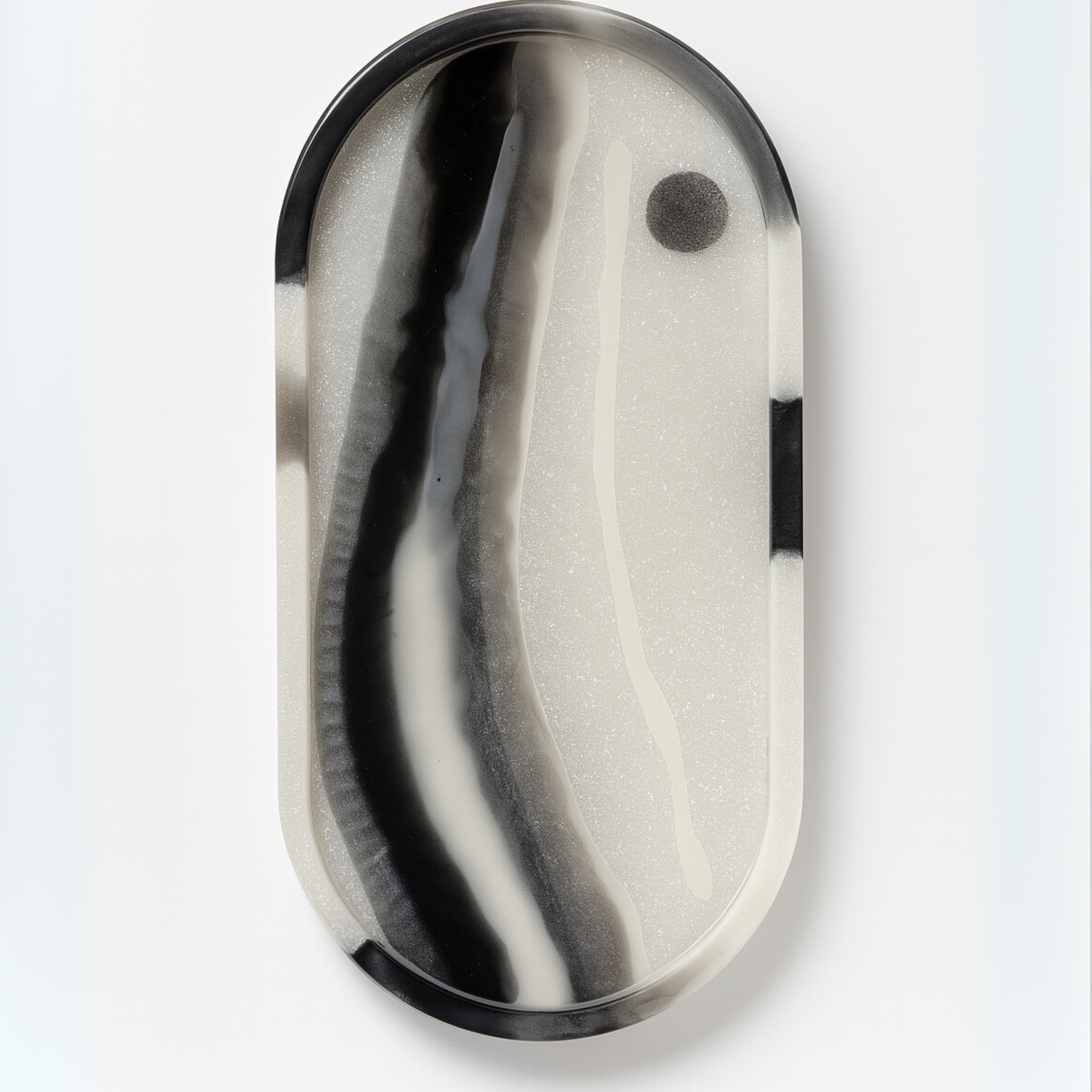 Swirl and glitter ceramic resin tray featuring a colorful, swirling design with shimmering accents, ideal for decorative use.