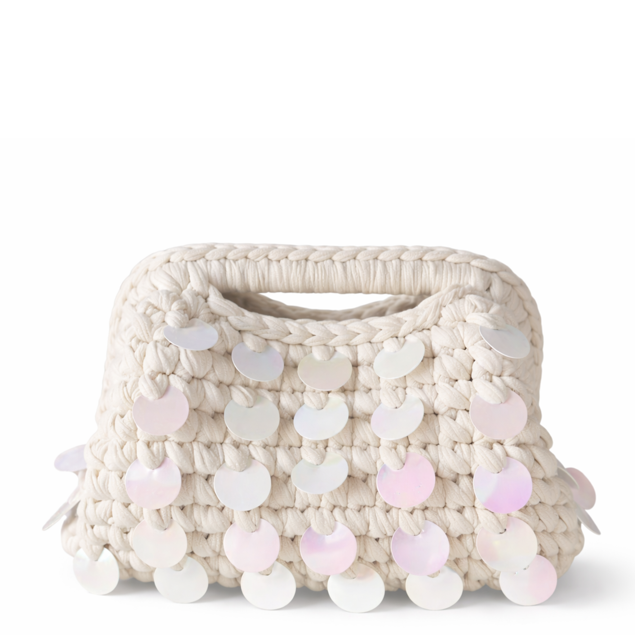 Private label Tropez woven bag with tan leather handles and detailing, showcasing a stylish and spacious handbag design.