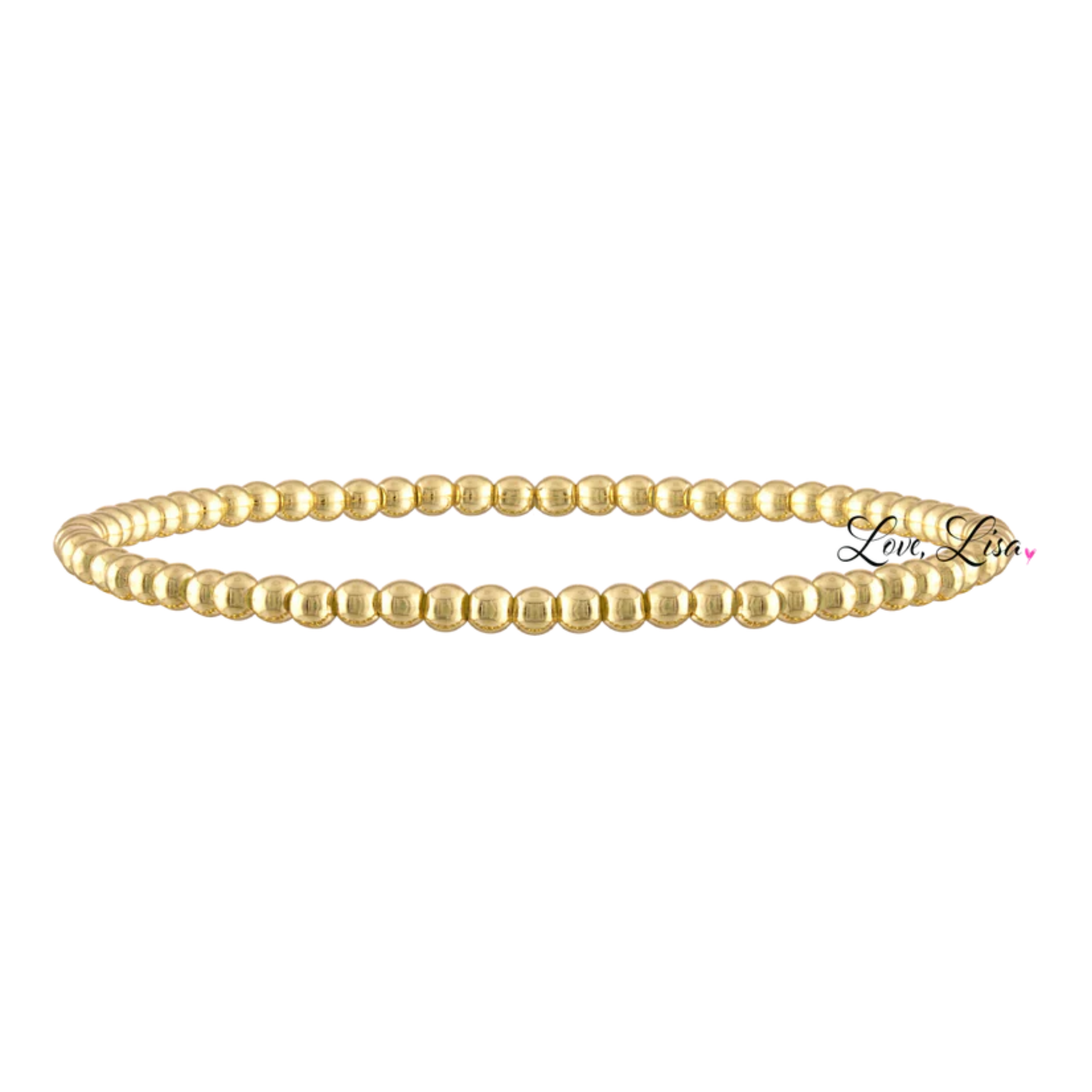 Love Lisa classic beaded stretch bracelets in various colors, showcasing 3mm beads and a flexible design.