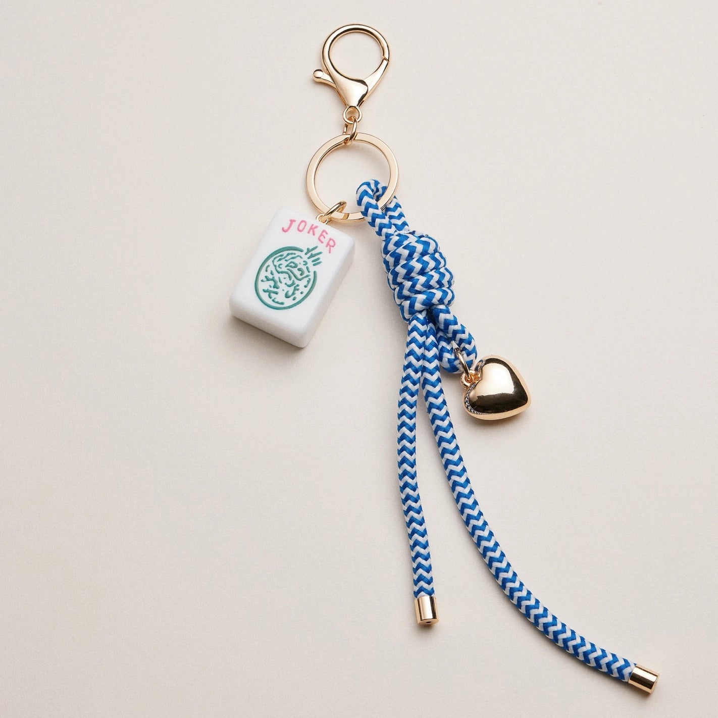 Mahjong Tile Knot Strap Drop Keychain Bag Charm
