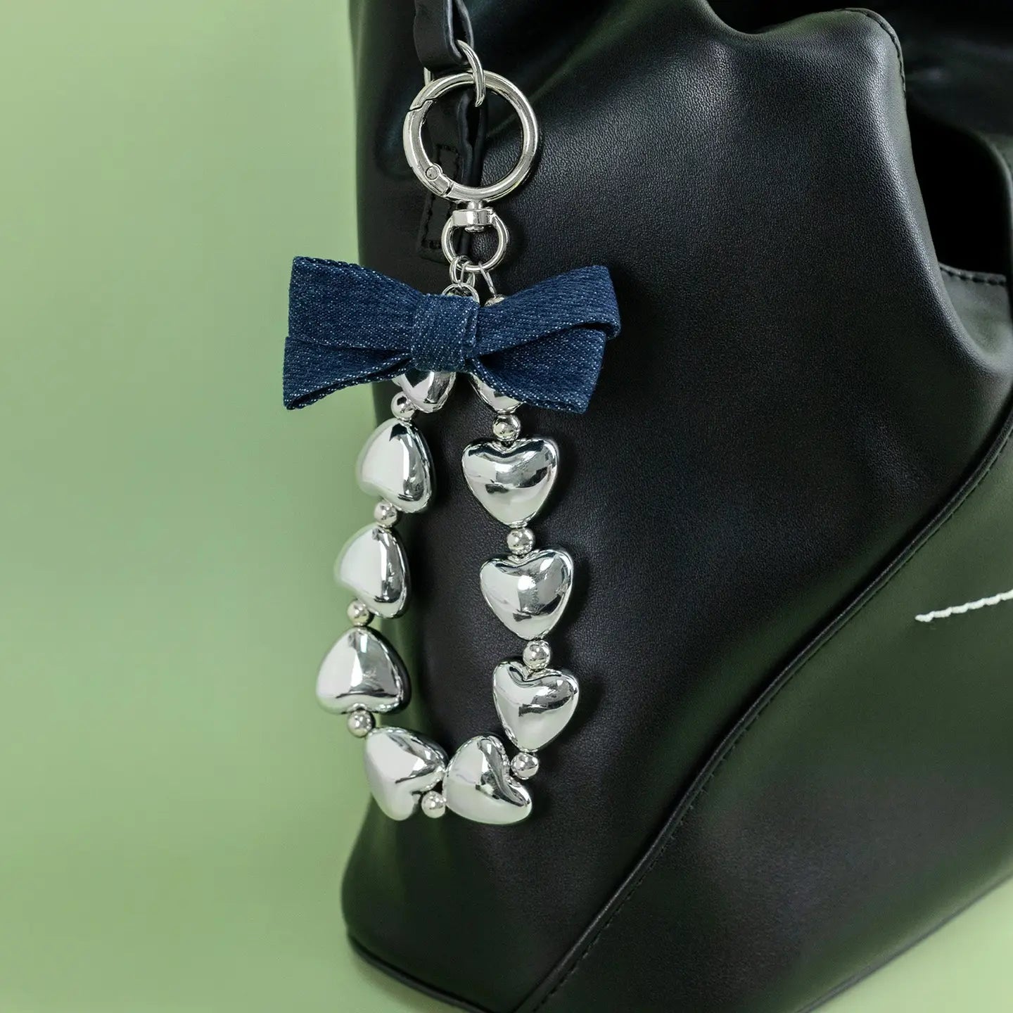 Denim Bow Looped in Love Charm