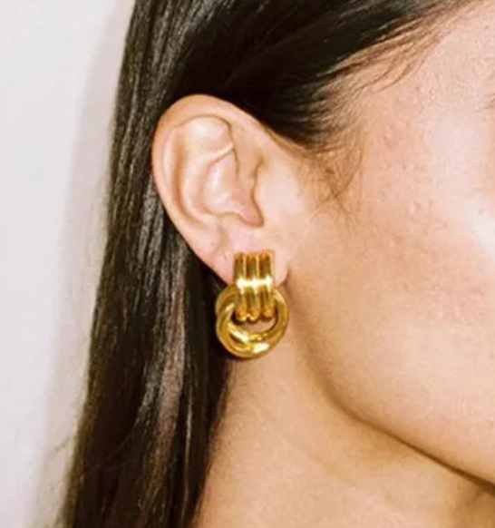 Double Knotted- Door Knocker- Two Tone Earring - Let's Bag It