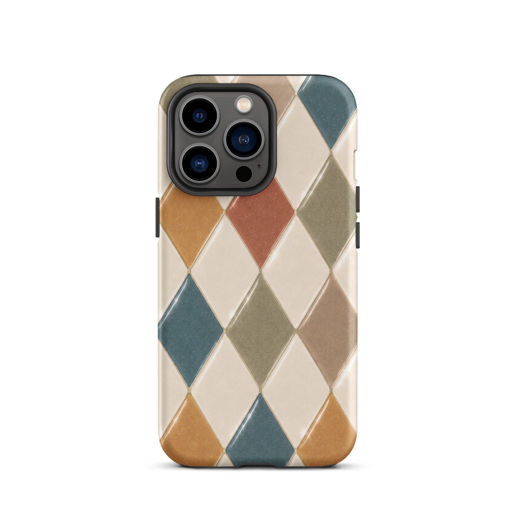 Green Tan Turquoise Argyle iPhone Case
