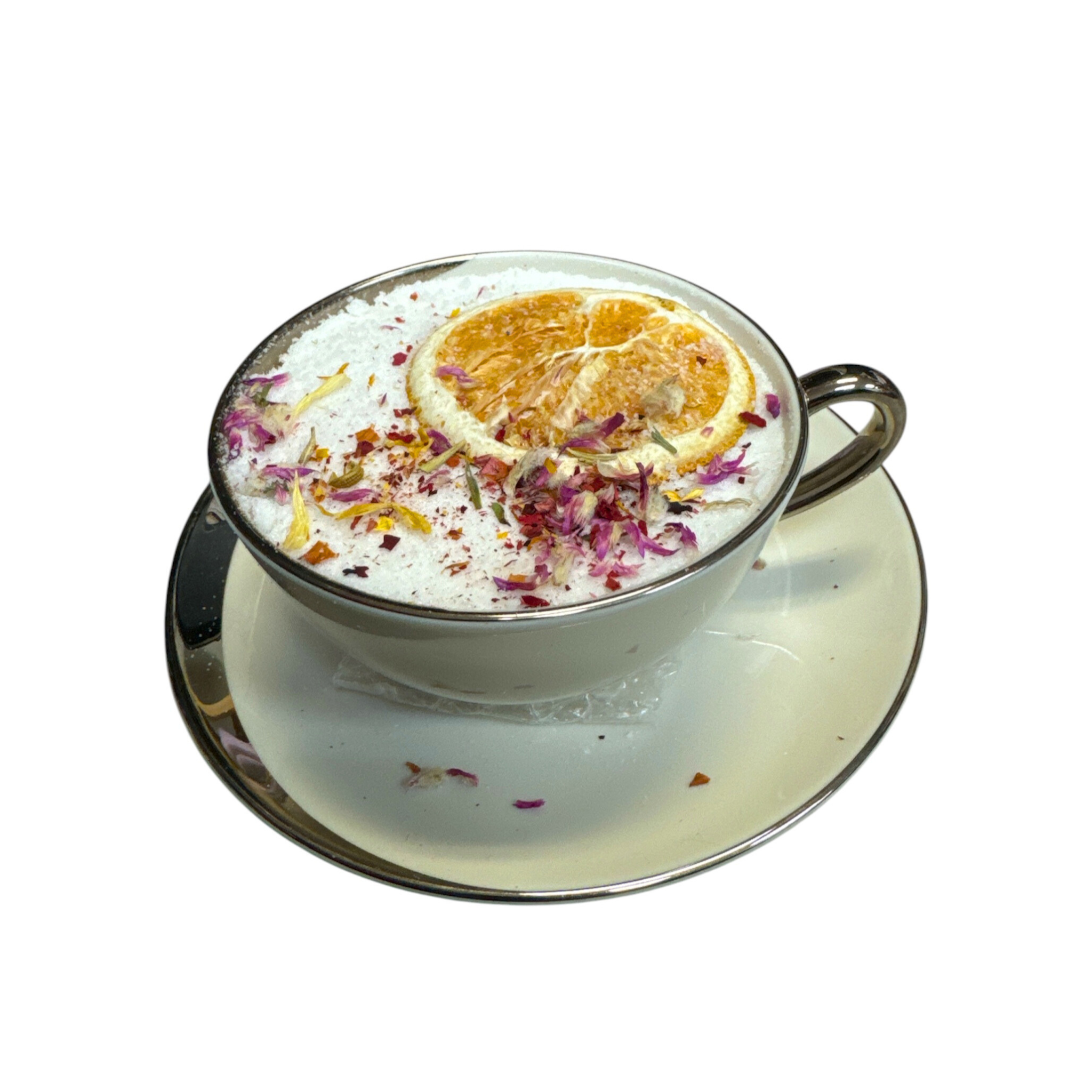 Antique tea cup bath bombs from Witchy Woman World Apothecary, displayed in colorful, ornate teacups.