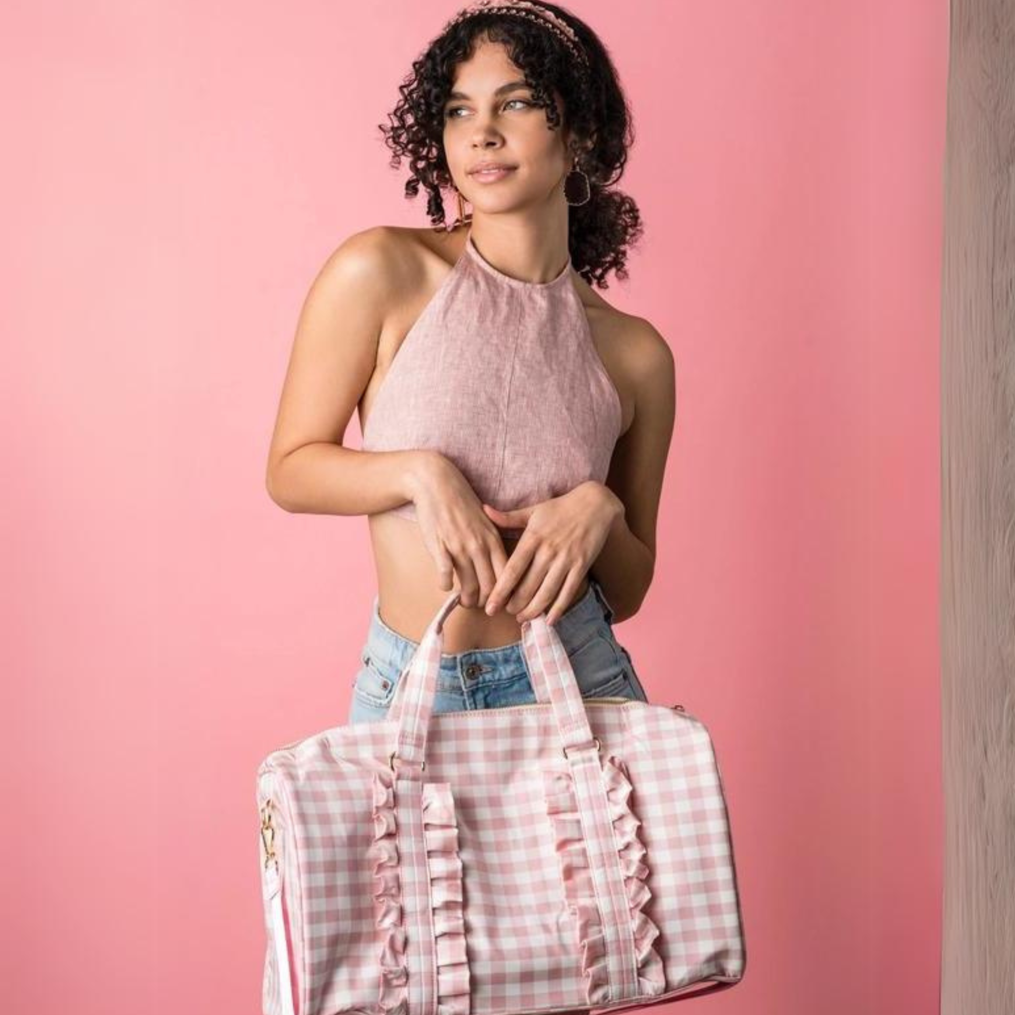 Abby travel bag and pouch set in stylish design, featuring a spacious handbag and coordinating pouch accessories.