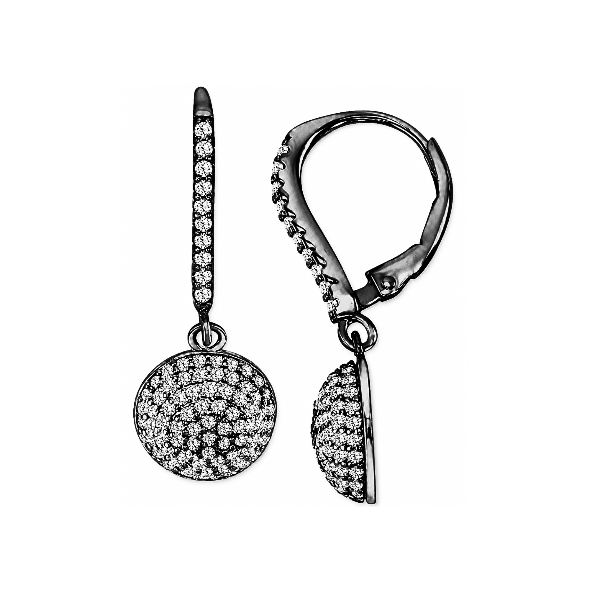 CZ Pavé Circle Drop Earring - 925 Sterling Silver