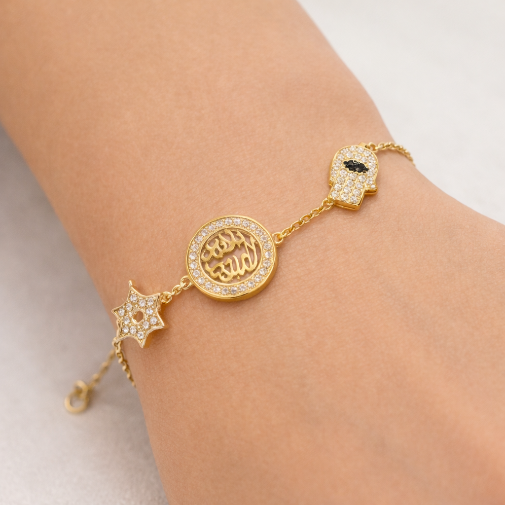 Dainty religious bracelet with delicate design, featuring subtle faith symbols, from Private Label.