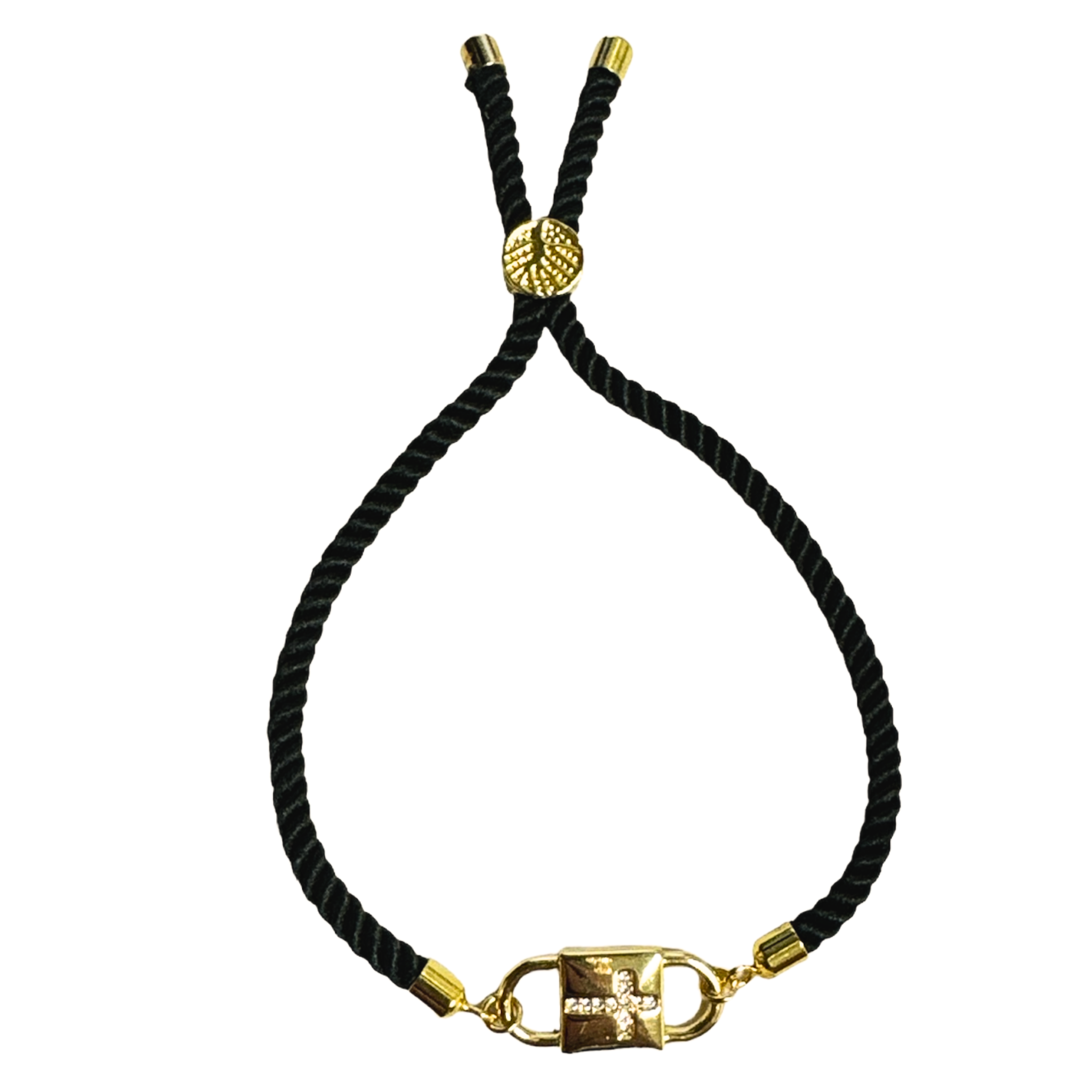 Brenda Perruzza Jewelry rope pulley bracelet featuring layered cords with metallic accents and adjustable clasp.