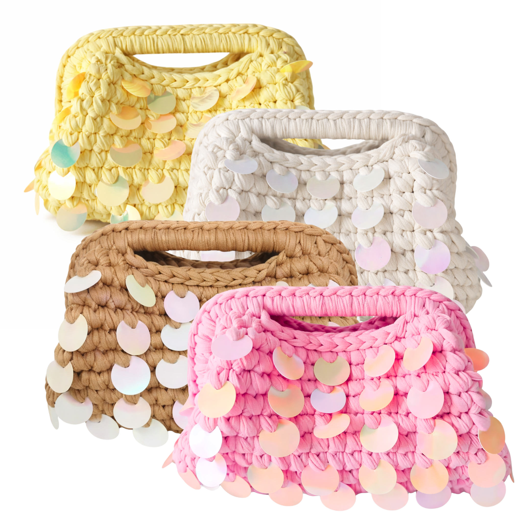 Private label Tropez woven handbag with tan leather straps and woven fabric body, showcasing its stylish and textured design.