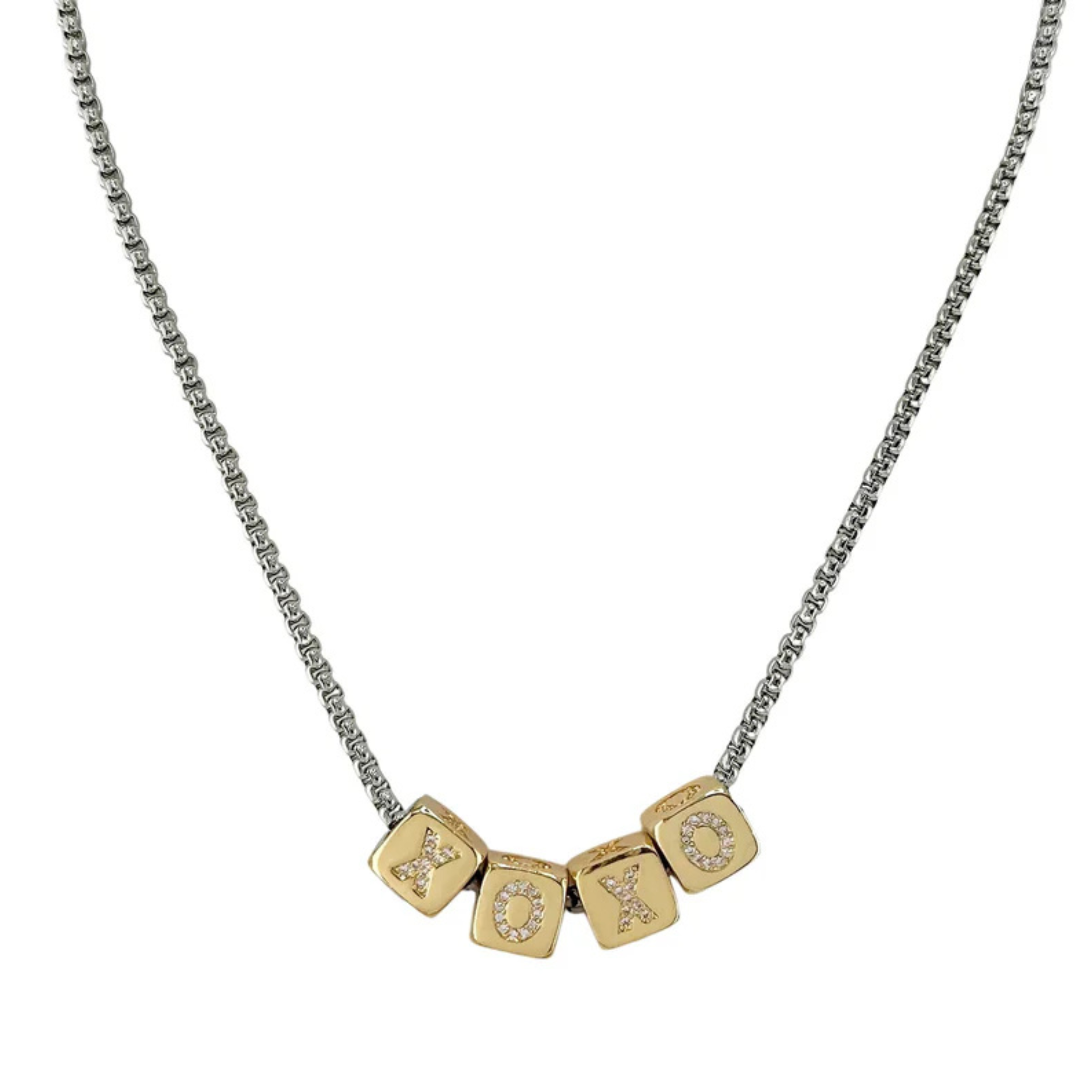 Amelia large block letter personalized necklace by Love Lisa, featuring bold initials on a delicate chain.