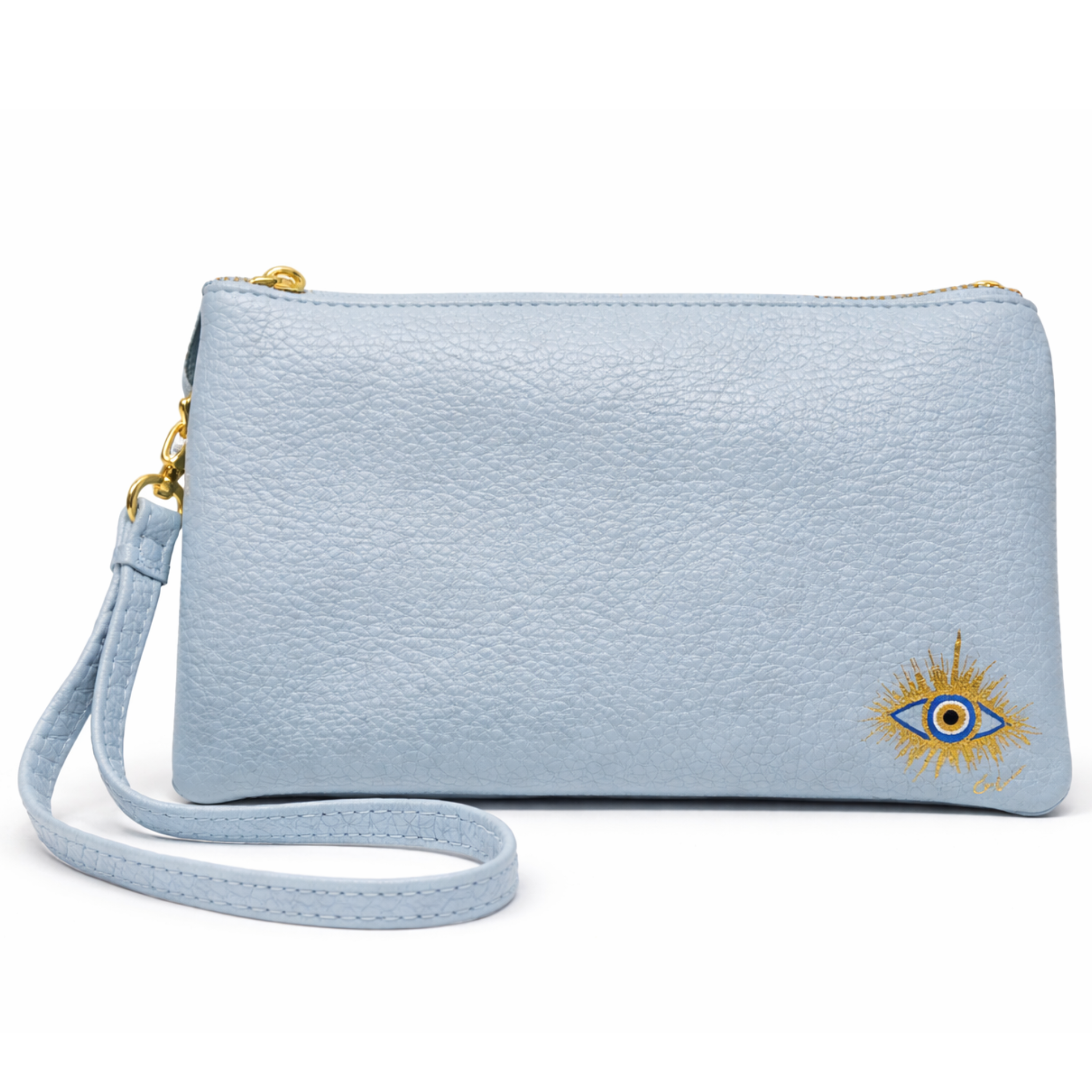 Hand-painted Gianna Valente x Lets Bag It wristlet with vibrant floral design, compact and stylish accessory.