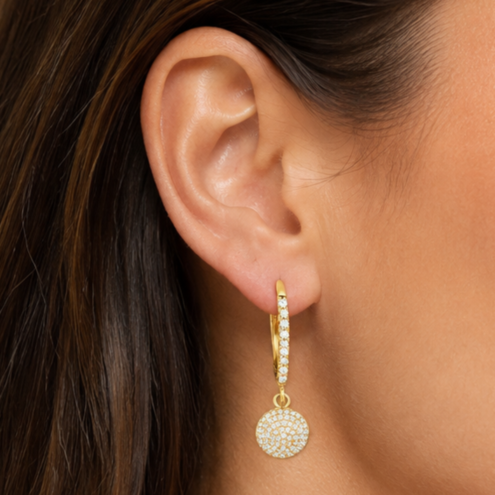 CZ Pavé Circle Drop Earring - 925 Sterling Silver
