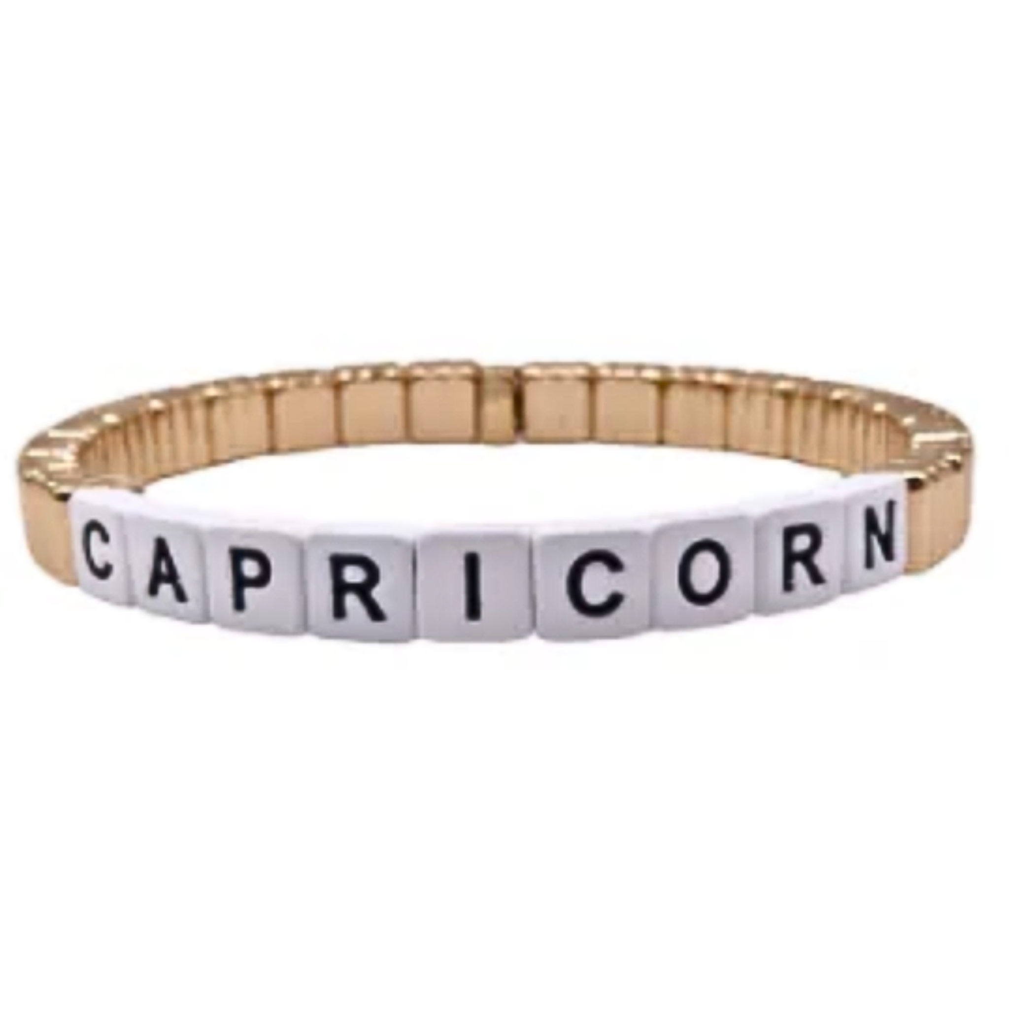 Stackable gold line bracelet featuring zodiac sign charms by la lumiere ny, displayed against a neutral background.