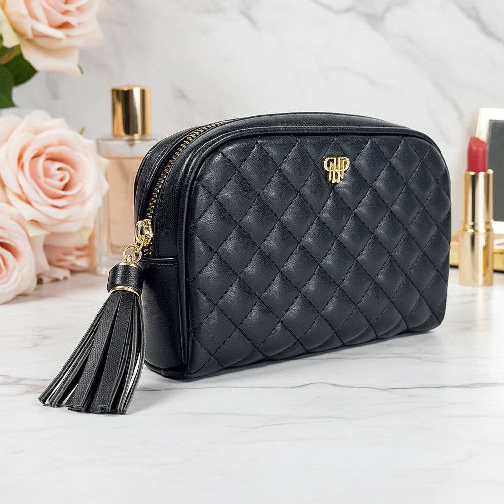 PurseN Glam Makeup Case with quilted design, stylish makeup bag for storing cosmetics and beauty accessories.