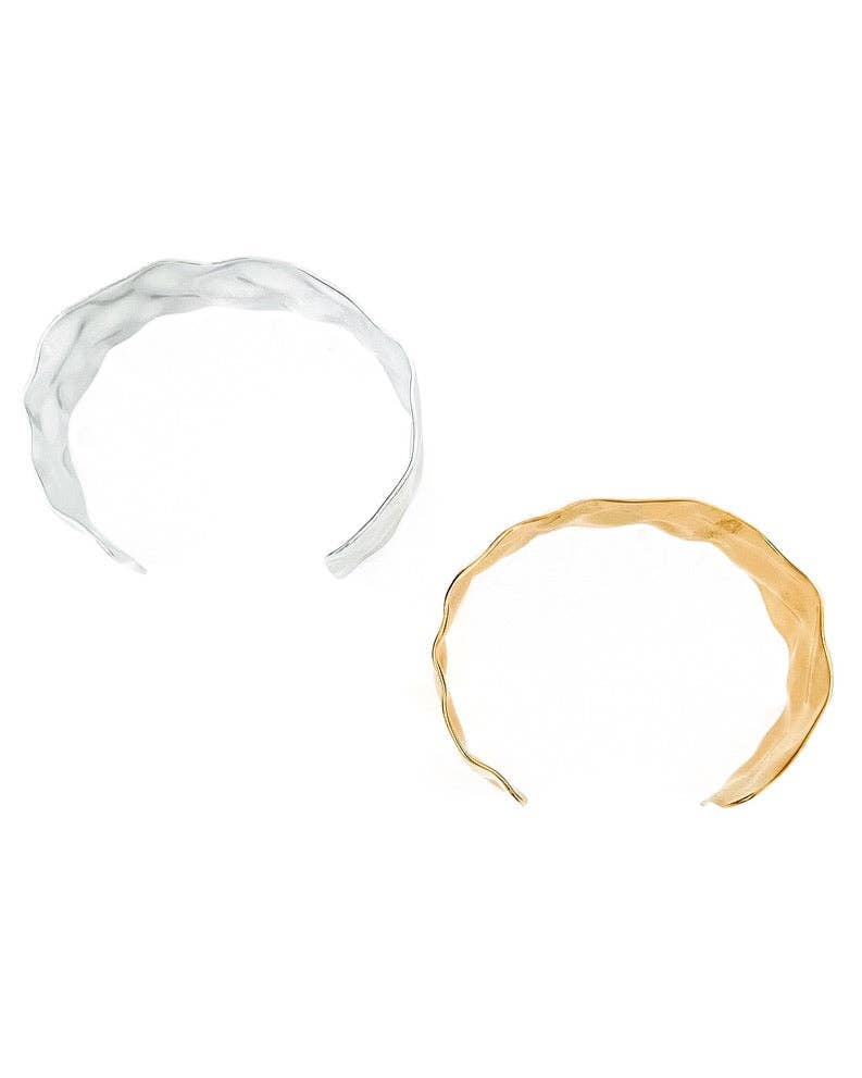 BELJOY Billie Wave Gold Silver Cuff Bracelet with sleek wave design, stylish gold and silver finish, open cuff style.