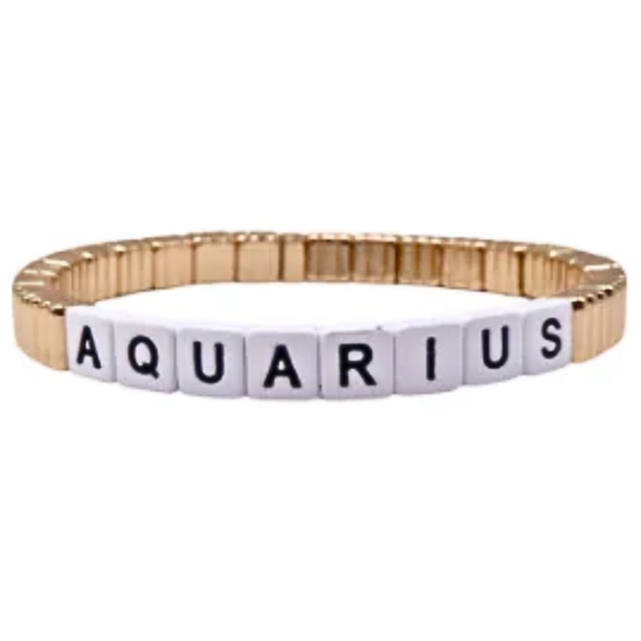 Stackable gold line bracelet featuring zodiac sign charms by la lumiere ny, elegantly designed for versatile styling.