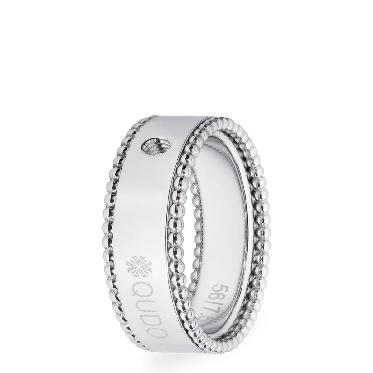 QUDO Basic Ring Punto featuring a sleek silver band with textured design and minimalist style, ideal for everyday wear.