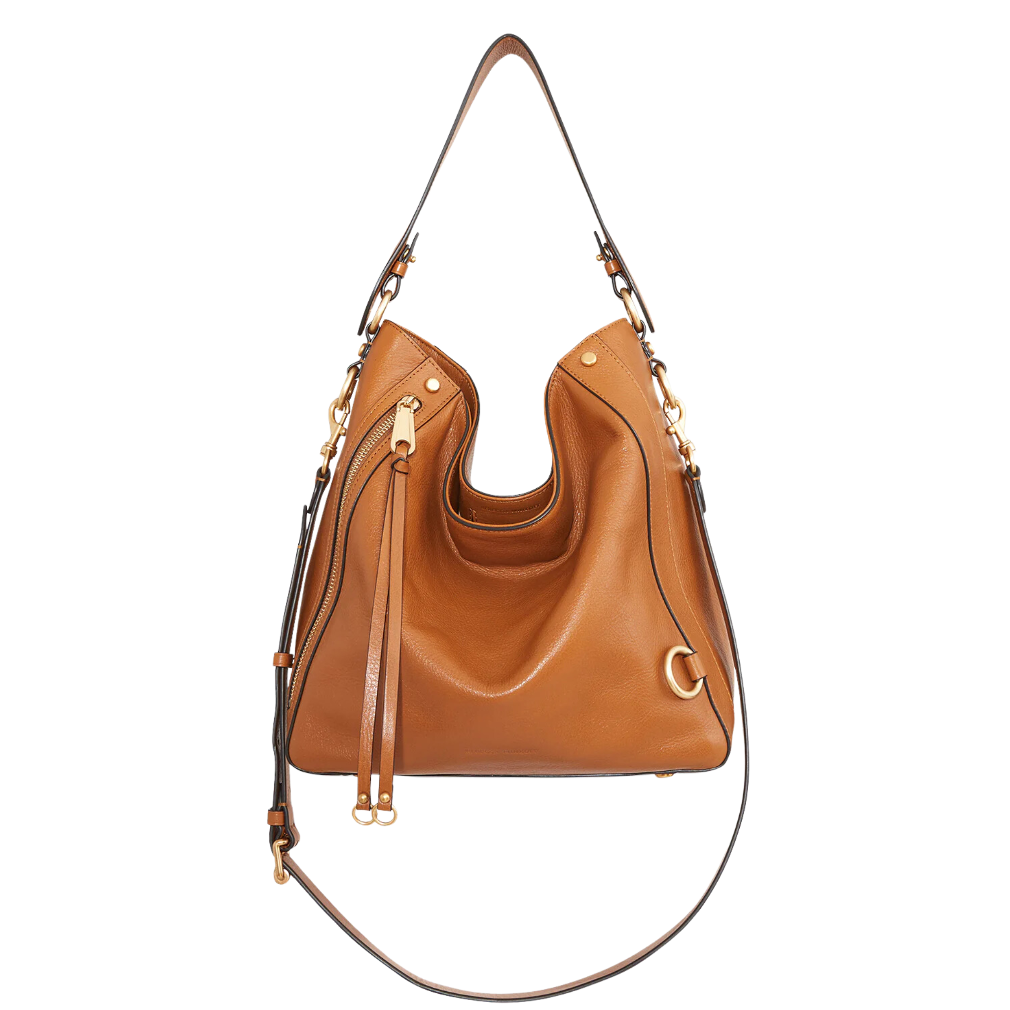 Rebecca Minkoff M.A.B hobo shoulder bag with soft leather and slouchy design, featuring a spacious interior and stylish strap.