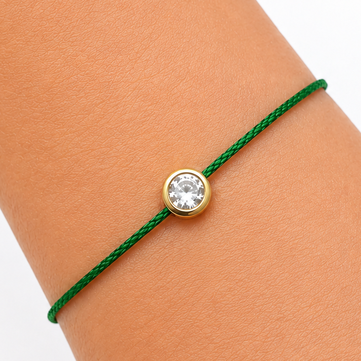 Diamond Cord Bracelet with Round Bezel CZ