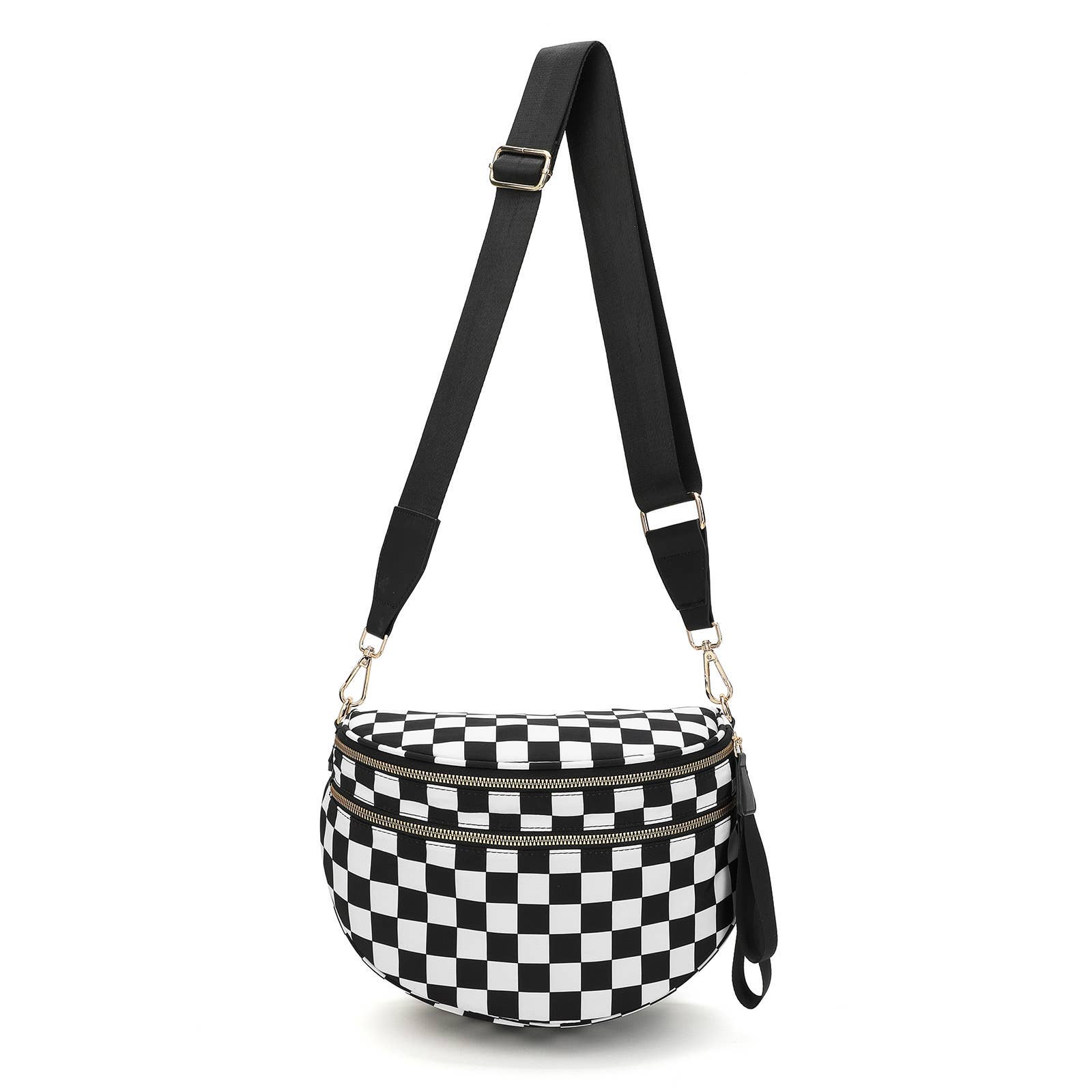 Nylon waterproof crossbody bag by AMPERE CREATIONS with multiple compartments and a 10-inch design.