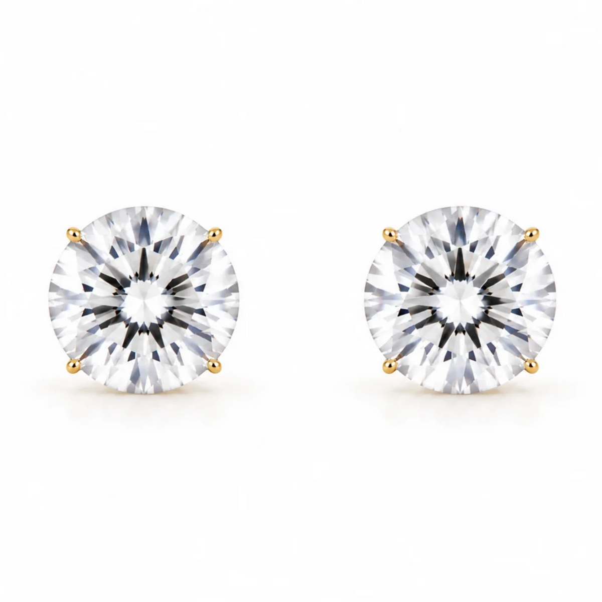 Let's Bag It simple round sterling silver gold studs, 6mm earrings on a plain background