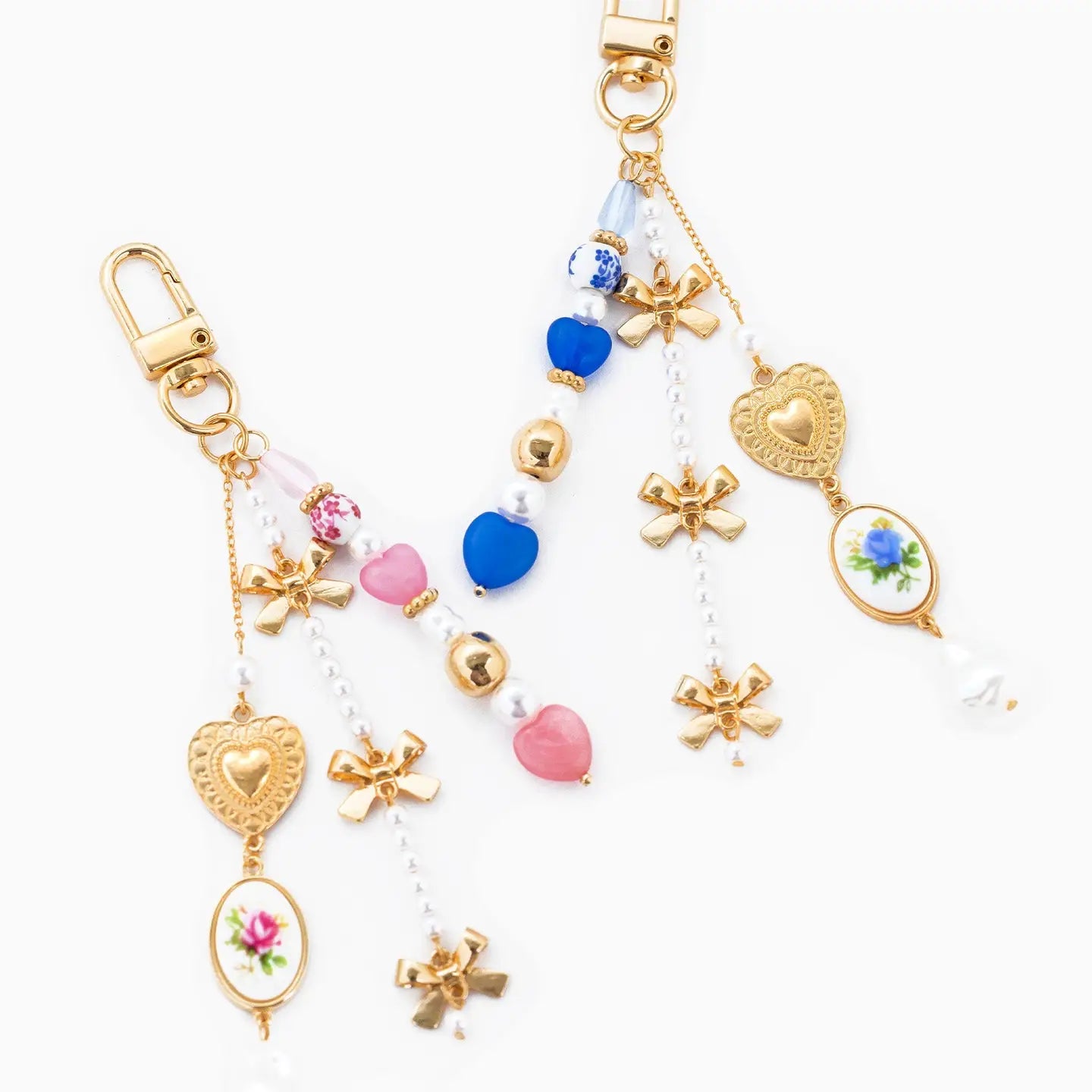 Romantic Ceramic and Bow Charm Bag Charm