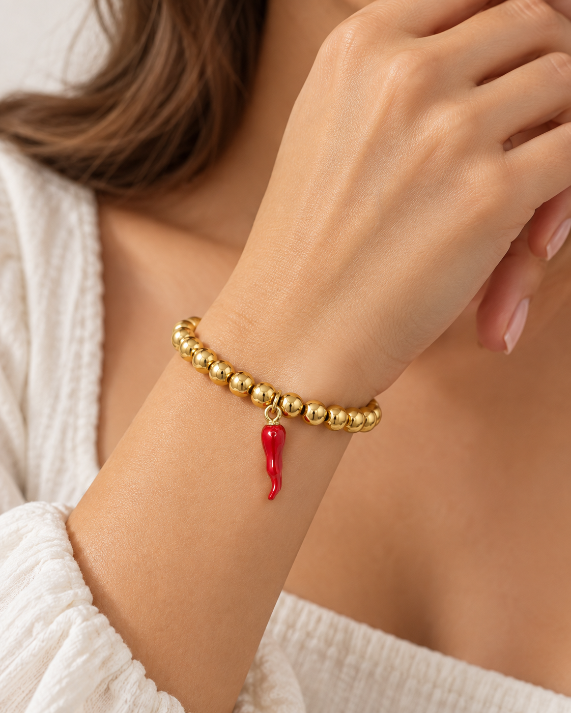 Italian red horn cornicello bracelet