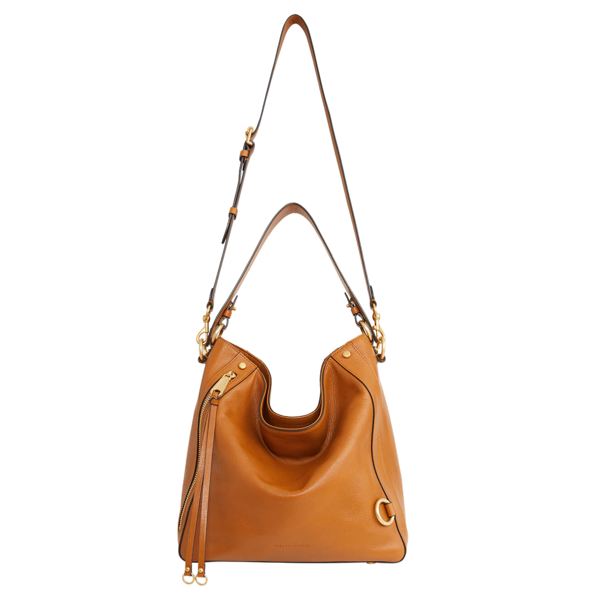 Rebecca Minkoff M.A.B hobo bag in soft leather with a slouchy silhouette and a single shoulder strap.