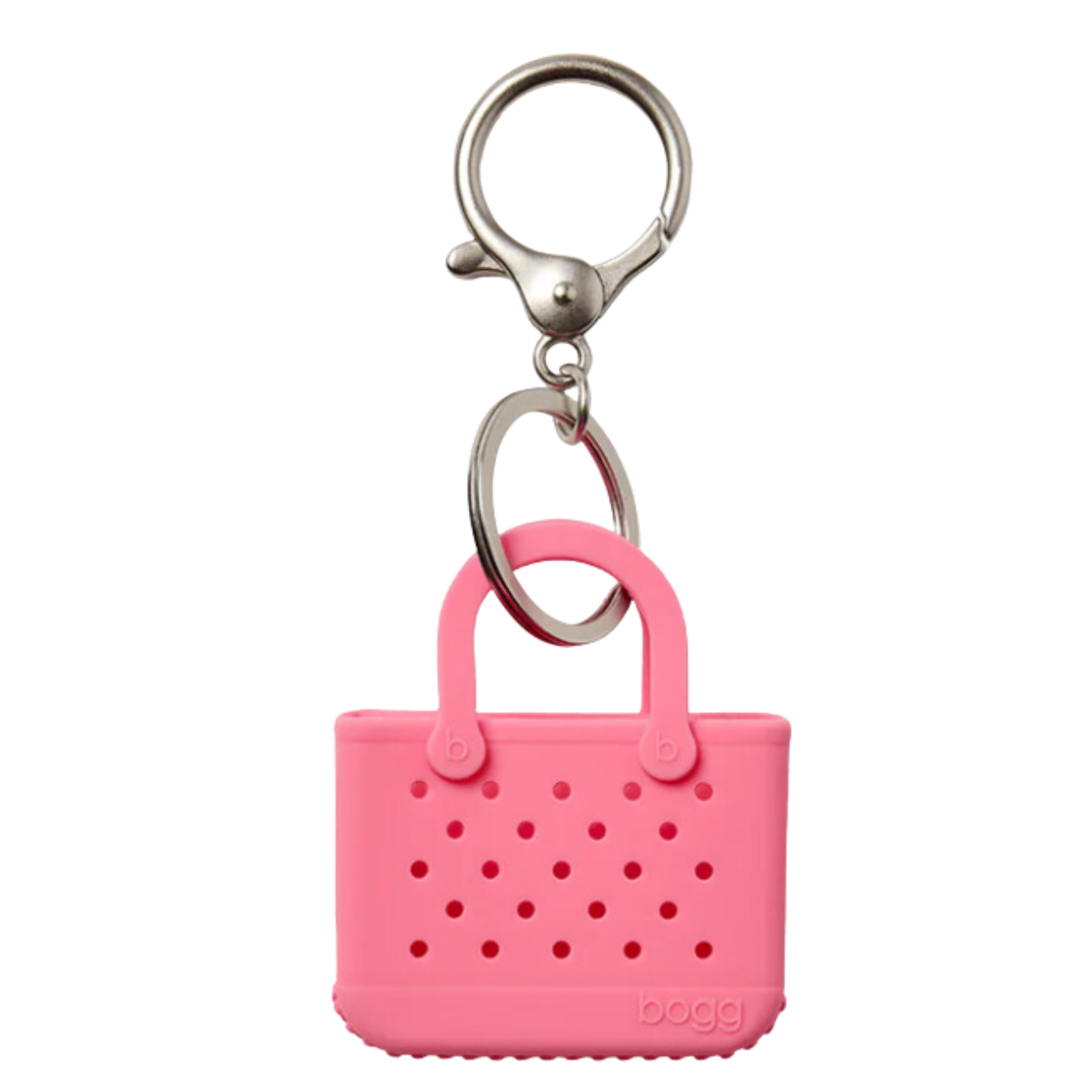 Small BOGG BAGS Tiny Tote key chain with attached miniature tote bag in bright colors and durable material.