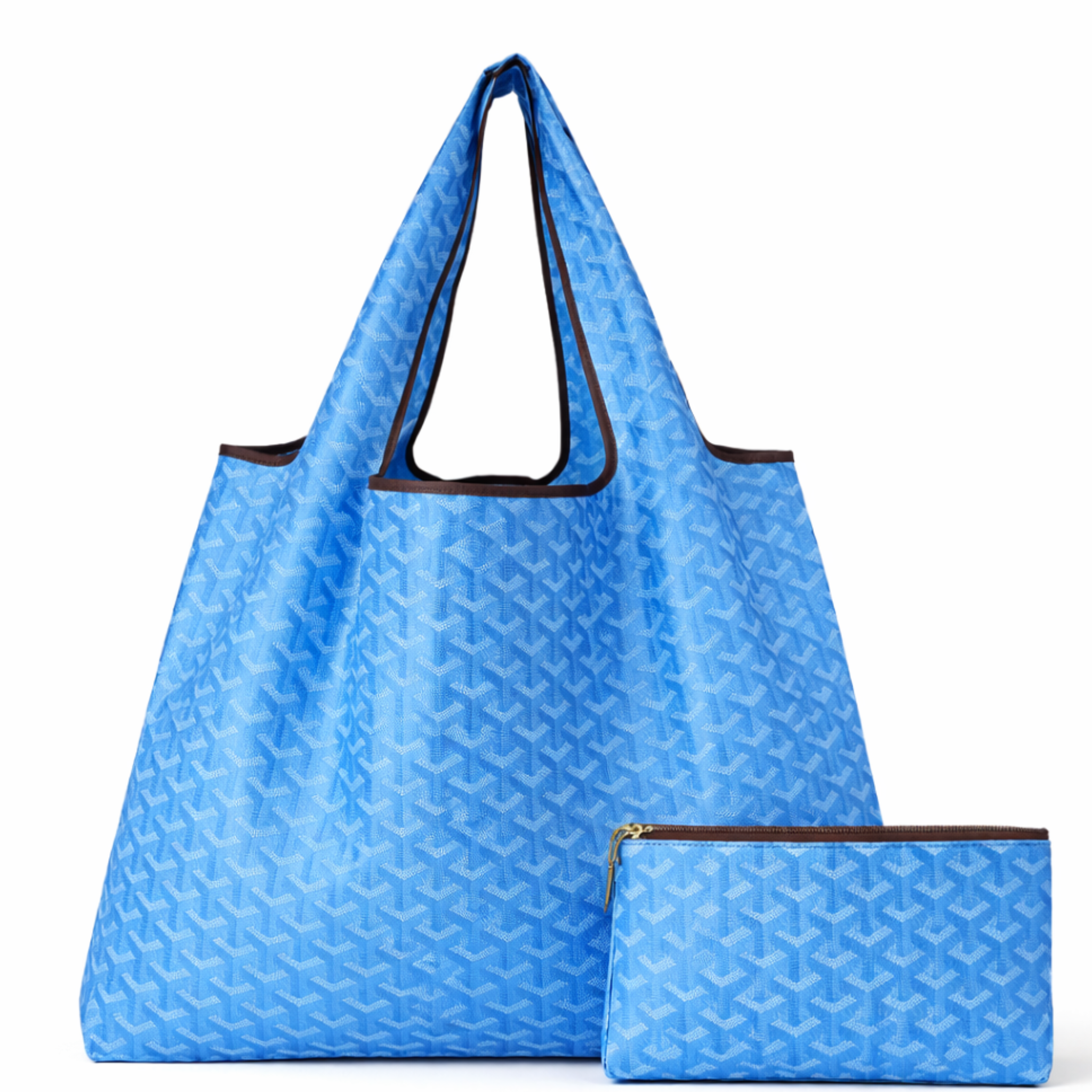 Chevron eco-friendly nylon tote bag by private label, foldable reusable tote with chevron pattern and compact design.