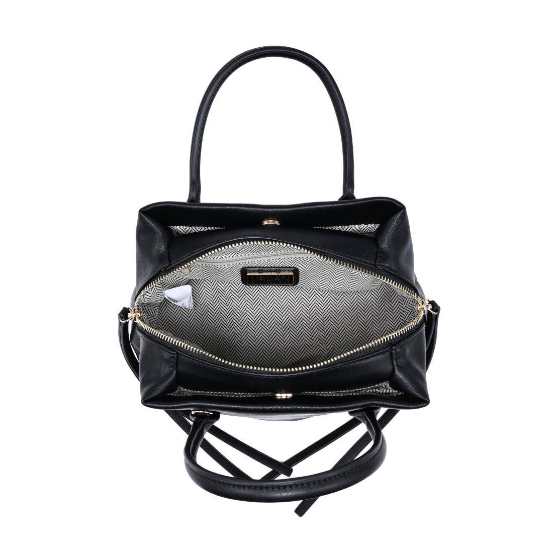 Urban Expressions Logan Crossbody bag in black with adjustable strap and zipper closure, casual fashion accessory.